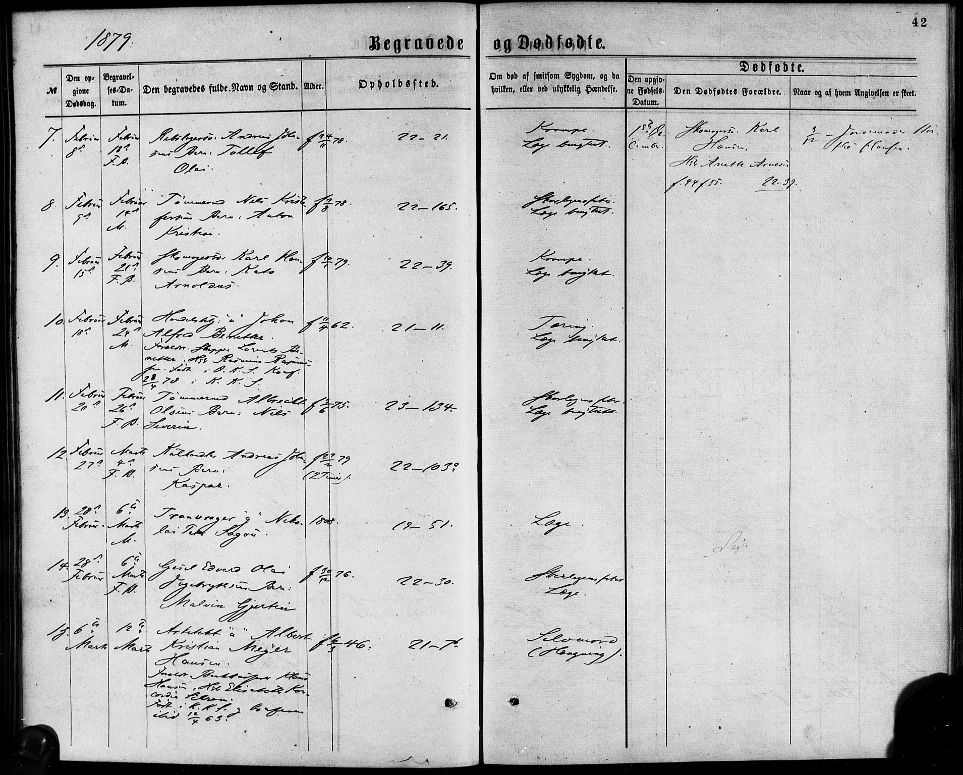 Korskirken sokneprestembete, AV/SAB-A-76101/H/Haa/L0046: Parish register (official) no. E 4, 1875-1883, p. 42