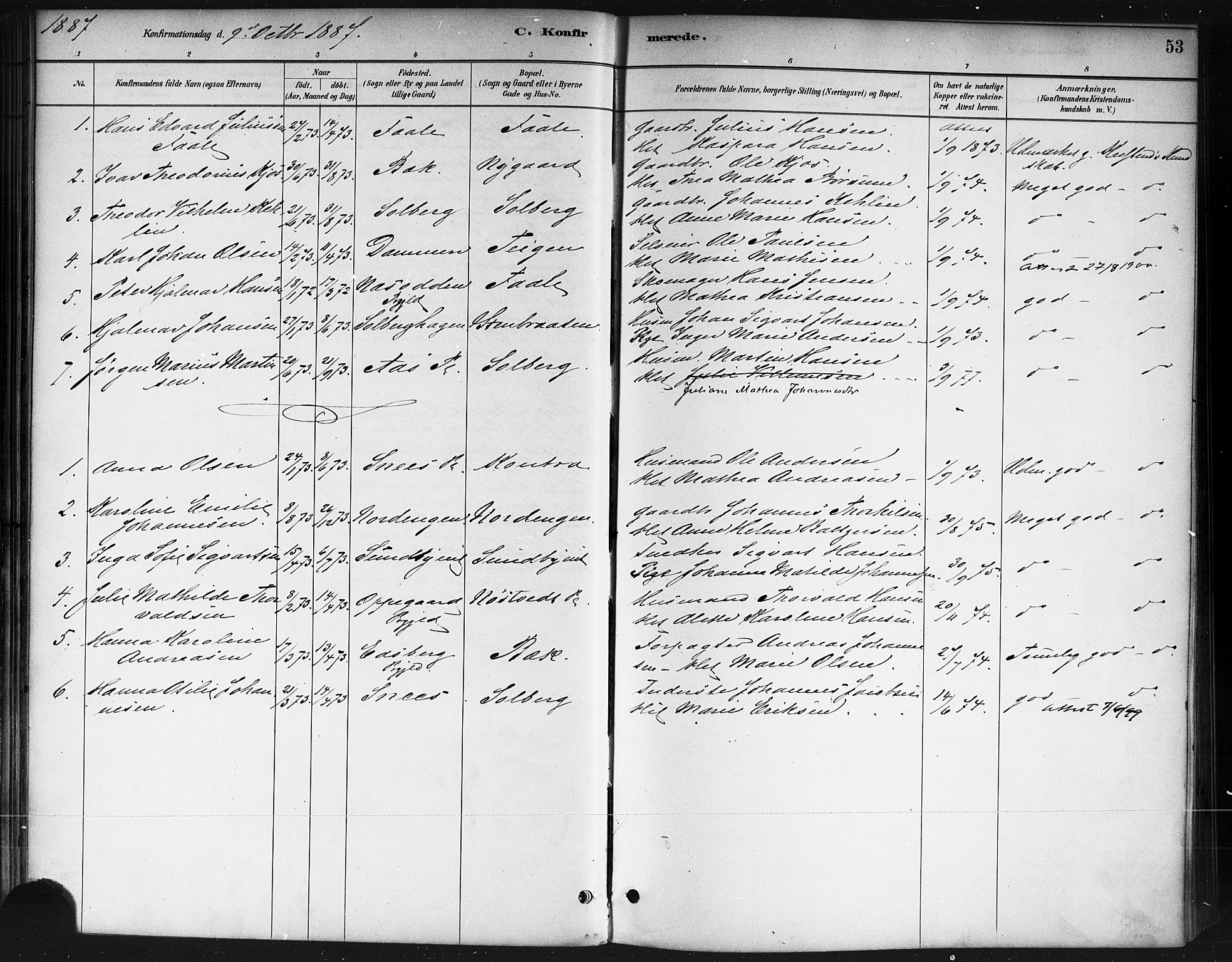 Ås prestekontor Kirkebøker, AV/SAO-A-10894/F/Fb/L0001: Parish register (official) no. II 1, 1881-1895, p. 53