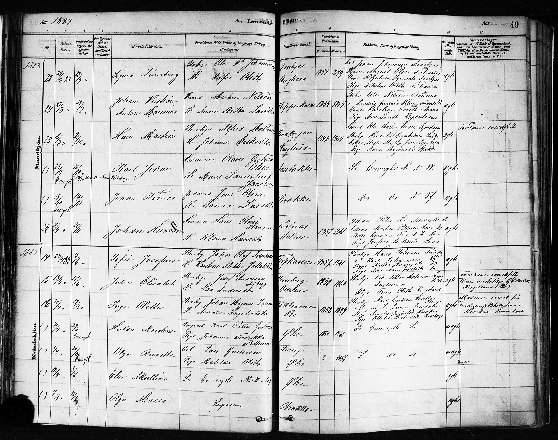 Idd prestekontor Kirkebøker, AV/SAO-A-10911/F/Fc/L0006a: Parish register (official) no. III 6A, 1878-1903, p. 49