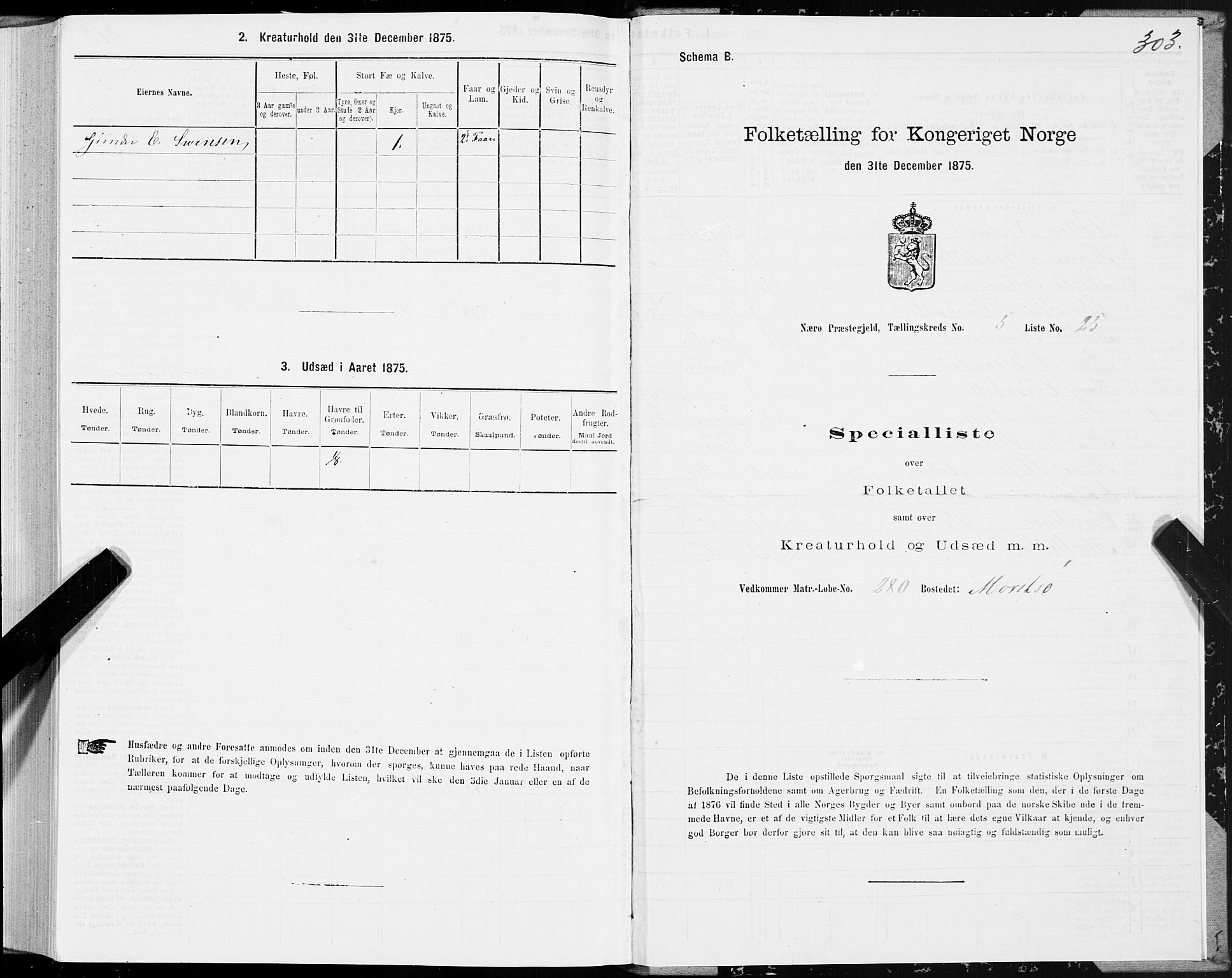 SAT, 1875 census for 1751P Nærøy, 1875, p. 2303