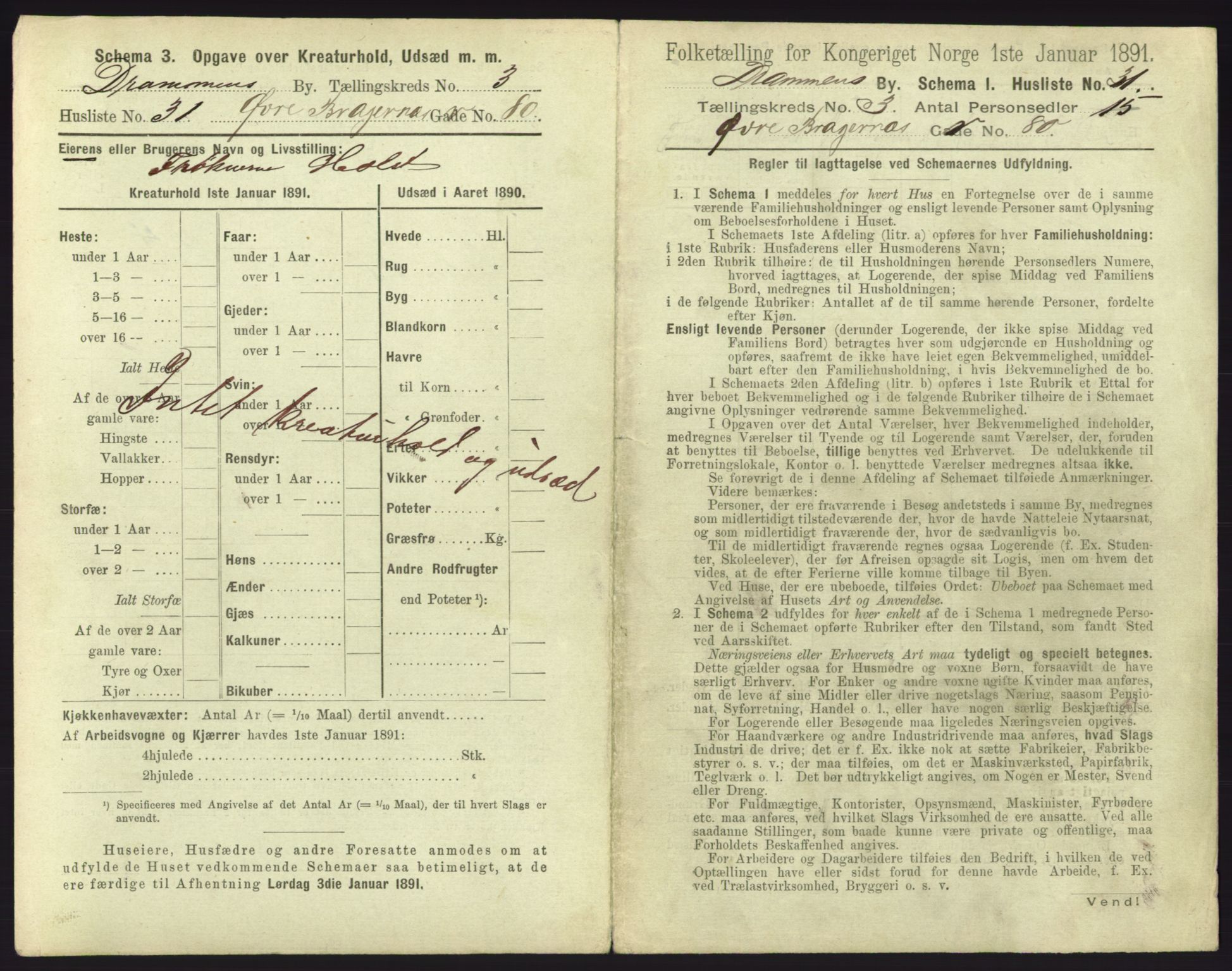 RA, 1891 census for 0602 Drammen, 1891, p. 303