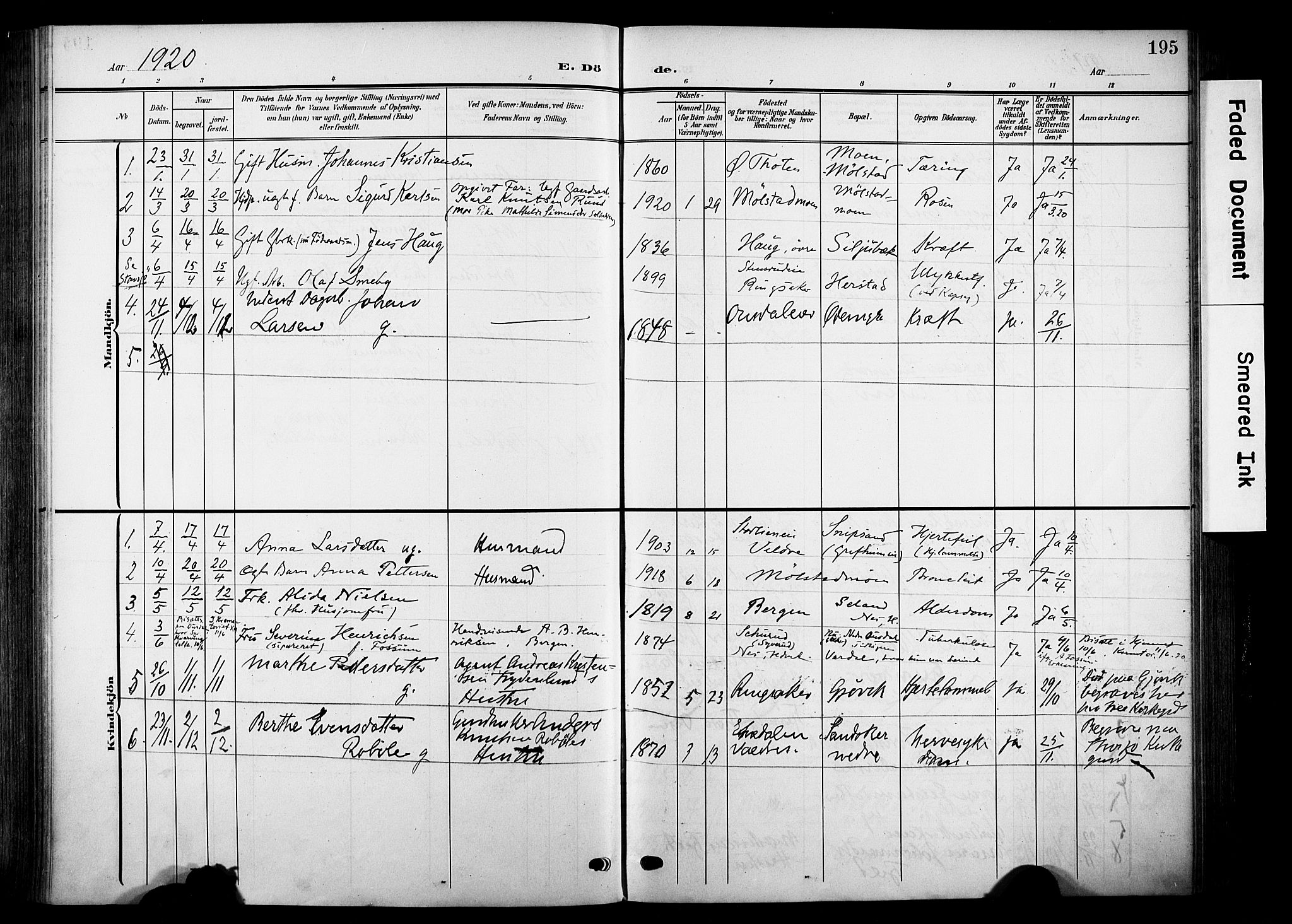Nes prestekontor, Hedmark, SAH/PREST-020/K/Ka/L0014: Parish register (official) no. 14, 1906-1929, p. 195