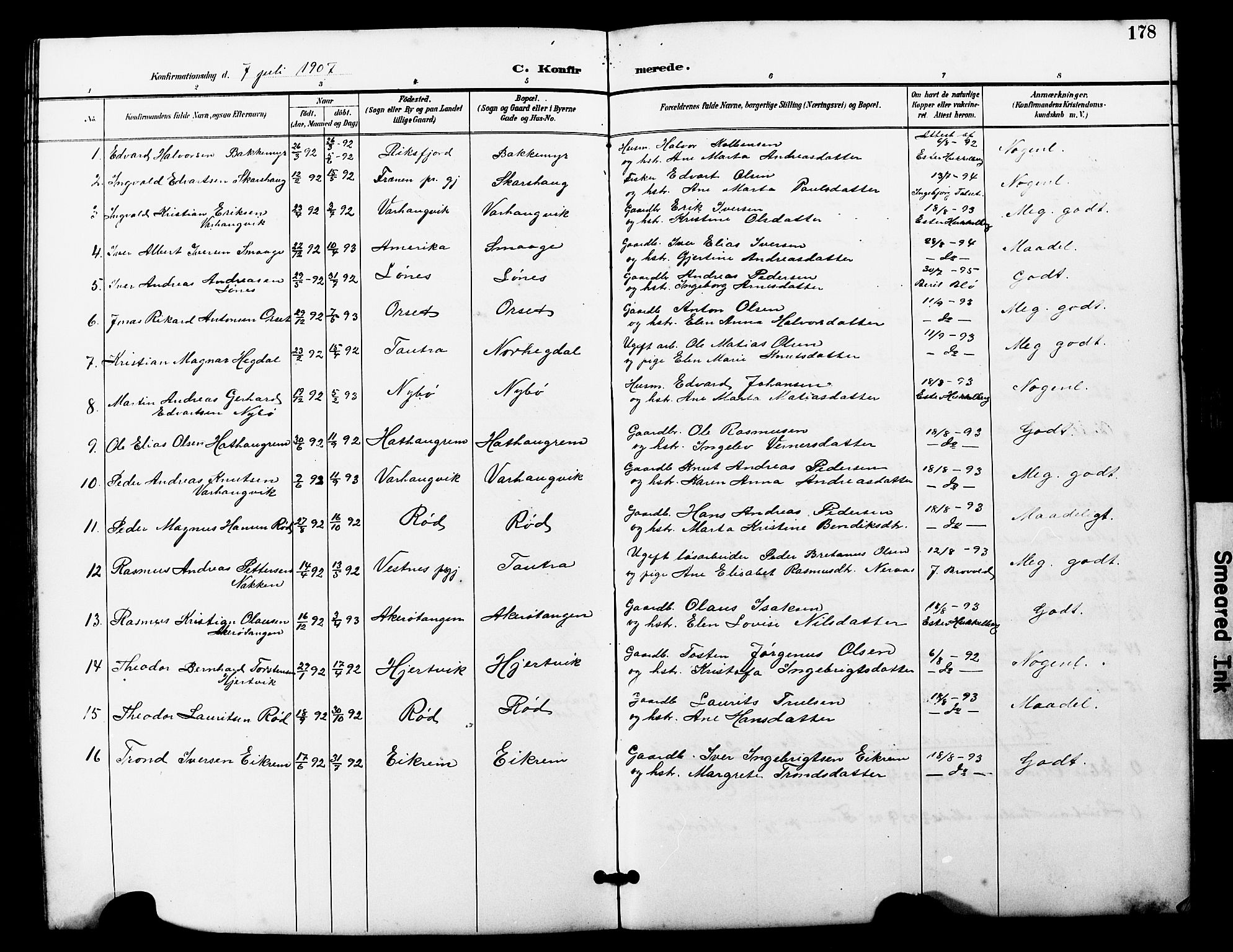 Ministerialprotokoller, klokkerbøker og fødselsregistre - Møre og Romsdal, AV/SAT-A-1454/560/L0725: Parish register (copy) no. 560C02, 1895-1930, p. 178