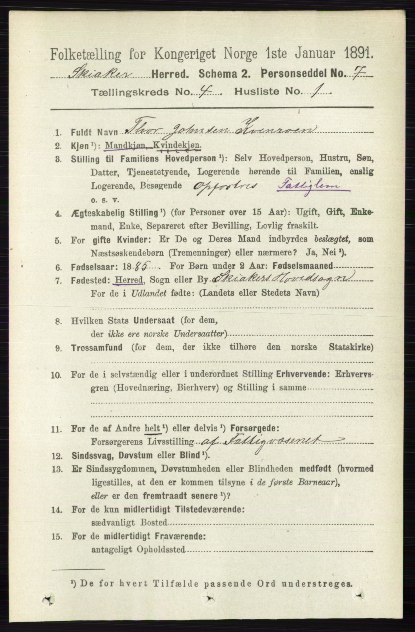 RA, 1891 census for 0513 Skjåk, 1891, p. 1345