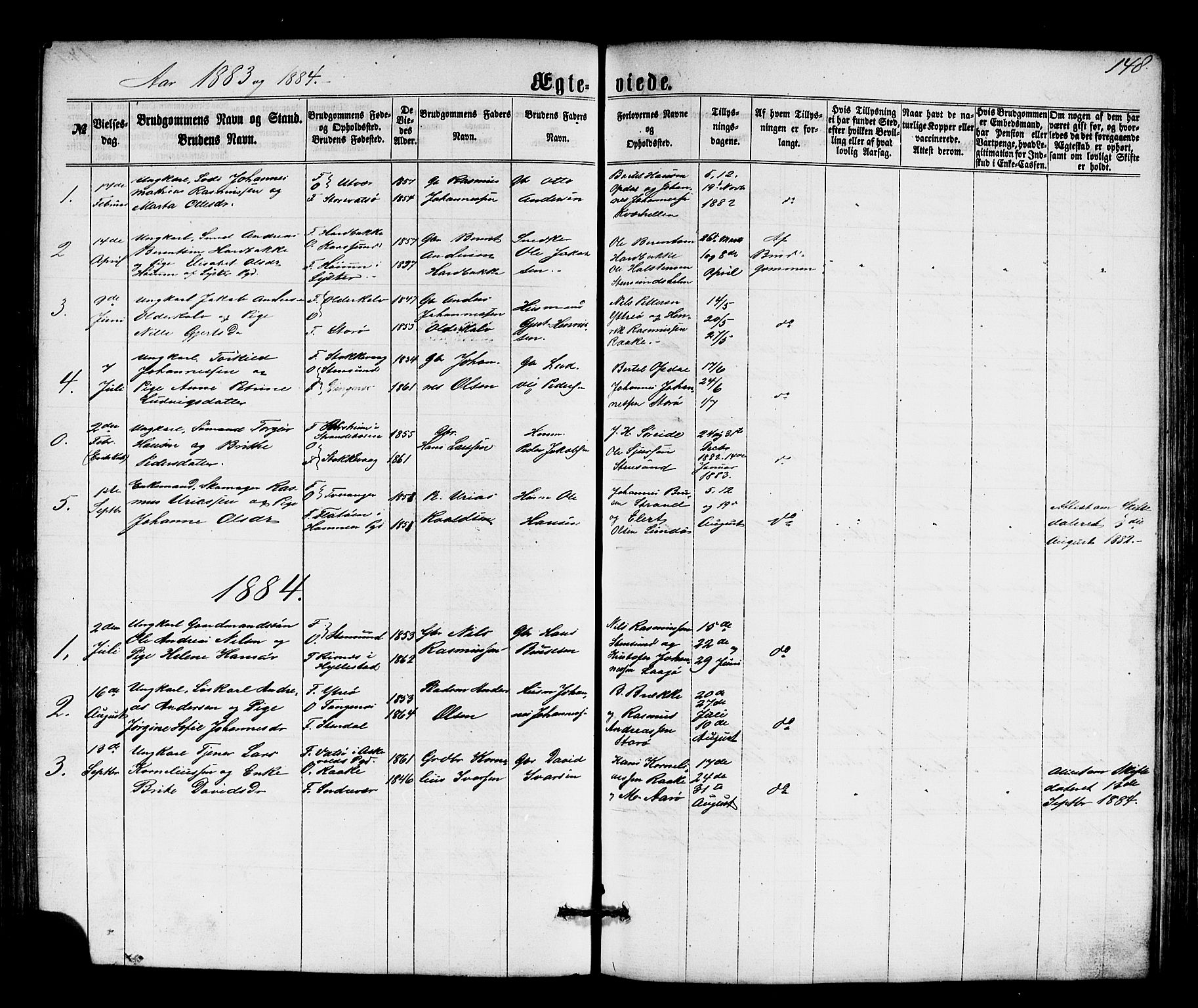 Solund sokneprestembete, AV/SAB-A-81401: Parish register (copy) no. A 1, 1860-1893, p. 148