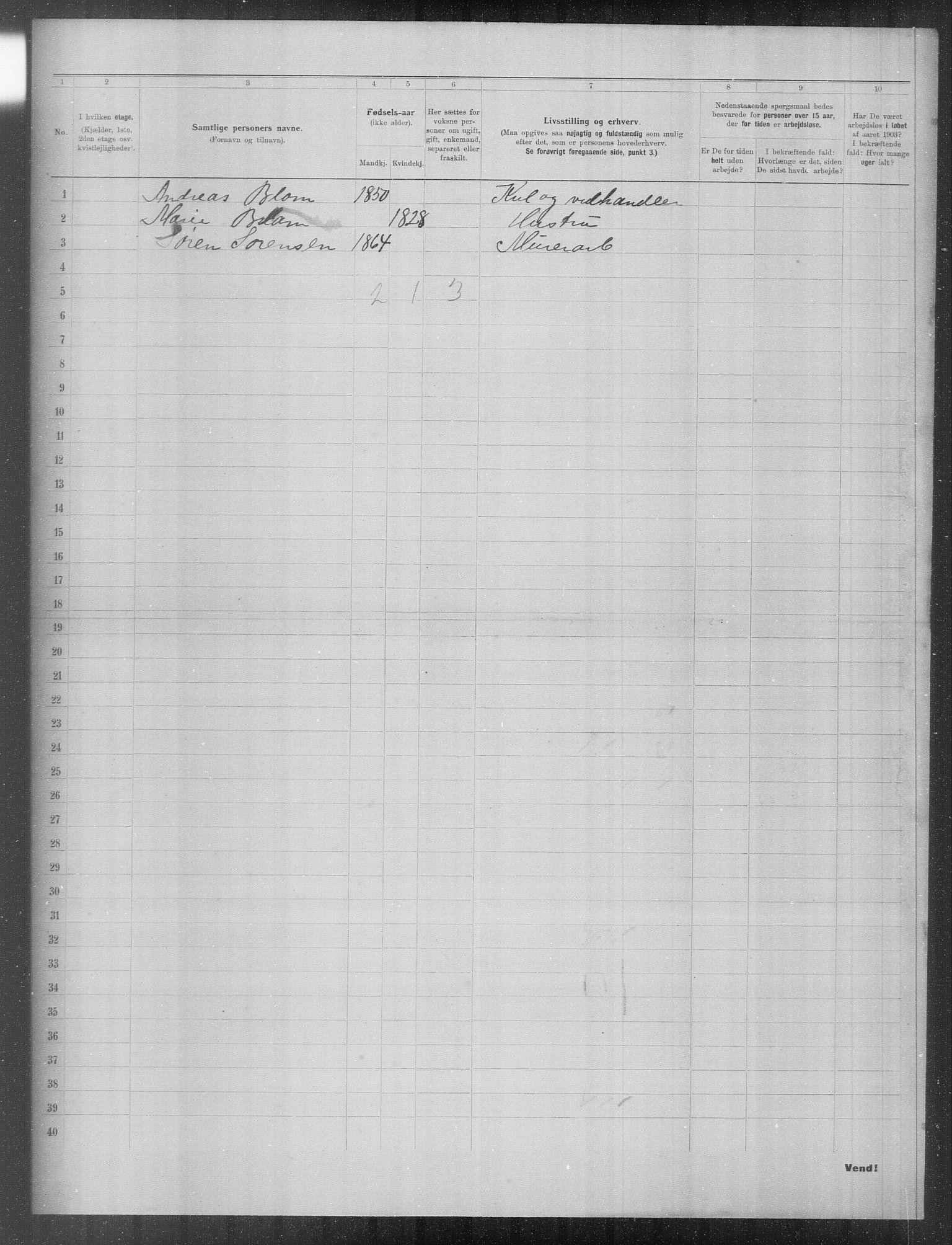 OBA, Municipal Census 1903 for Kristiania, 1903, p. 22885