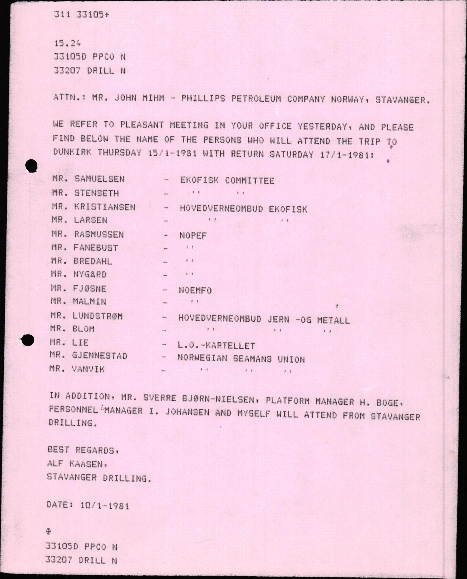 Pa 1503 - Stavanger Drilling AS, SAST/A-101906/2/E/Ec/Eca/L0001: Korrespondanse med Phillips Petroleum Company, 1976-1984