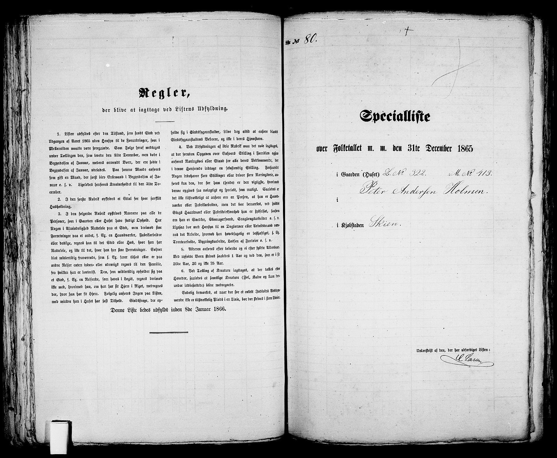 RA, 1865 census for Skien, 1865, p. 171