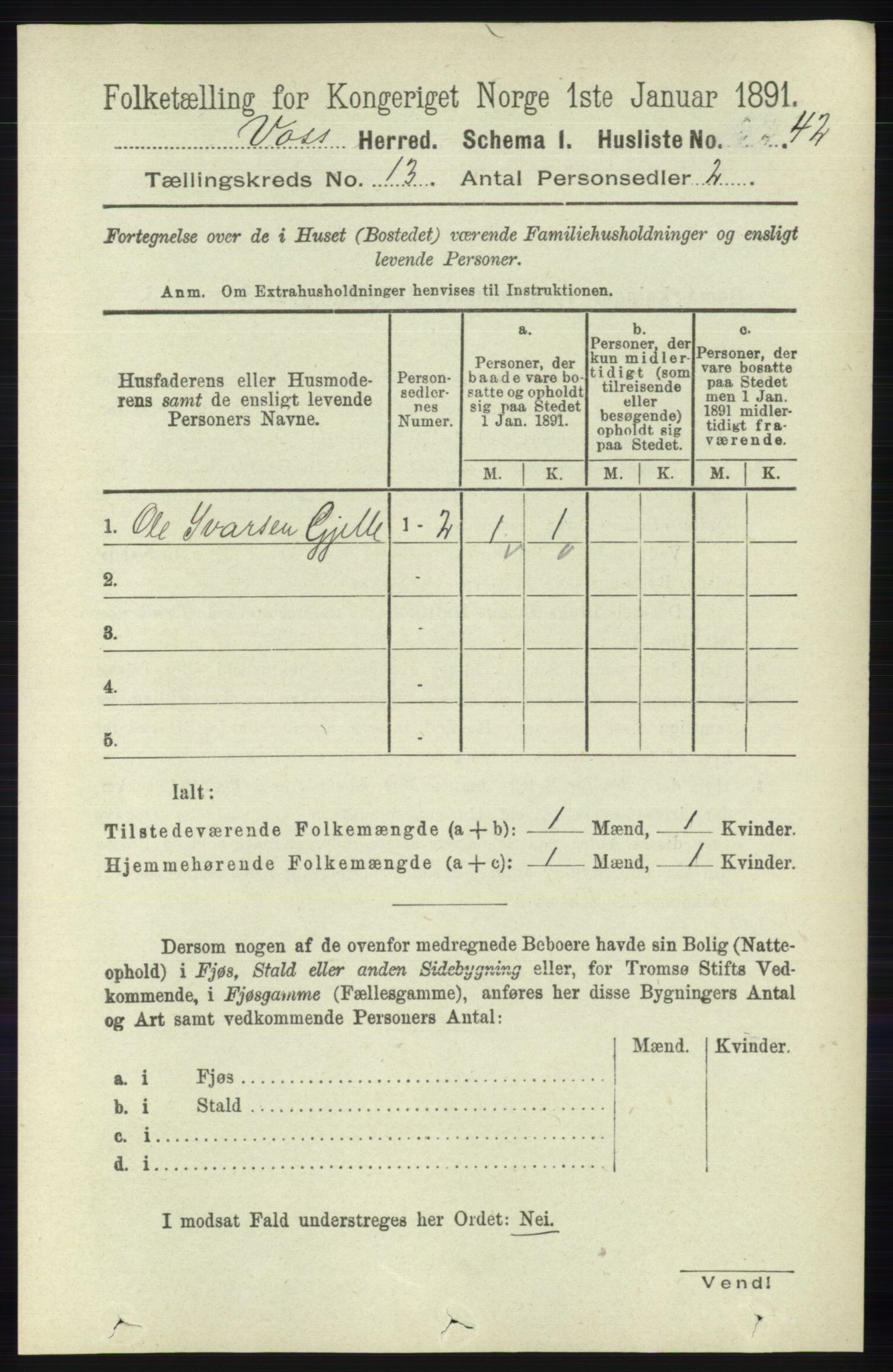 RA, 1891 census for 1235 Voss, 1891, p. 6878