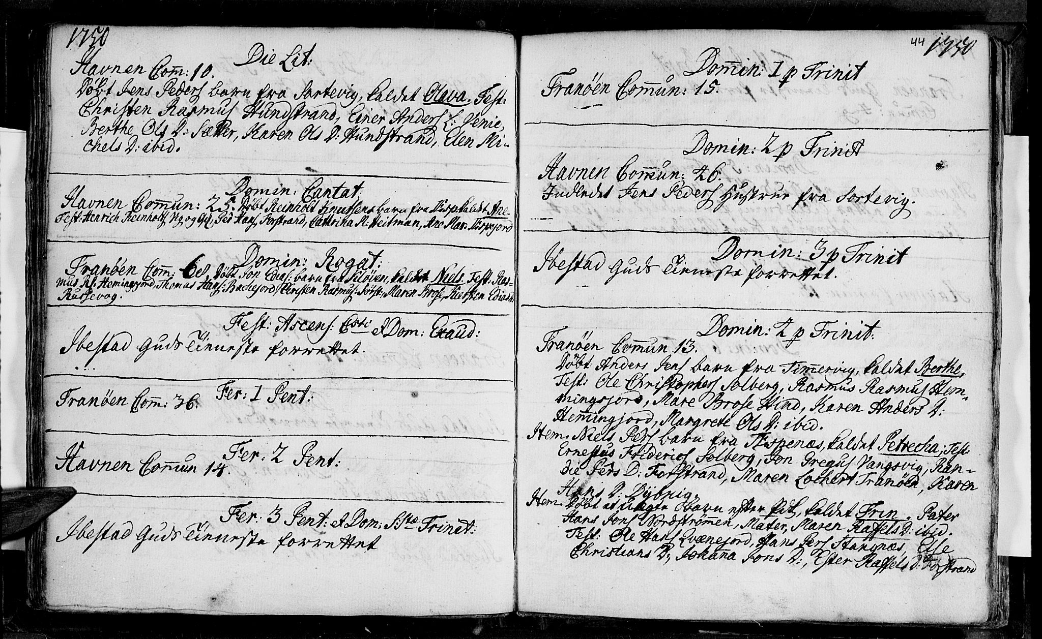 Ibestad sokneprestembete, AV/SATØ-S-0077/H/Ha/Haa/L0001kirke: Parish register (official) no. 1, 1744-1757, p. 44