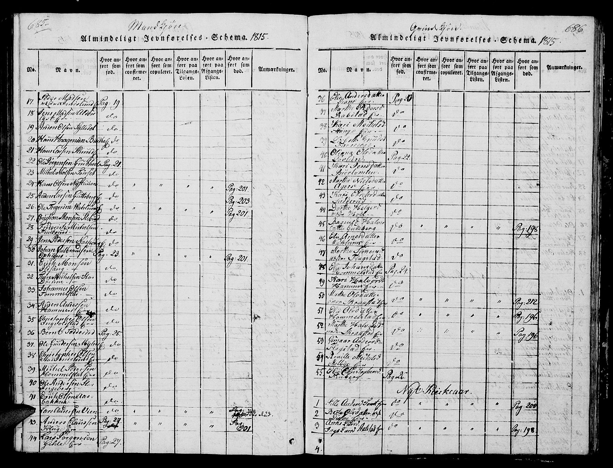 Vang prestekontor, Hedmark, AV/SAH-PREST-008/H/Ha/Hab/L0004: Parish register (copy) no. 4, 1813-1827, p. 685-686