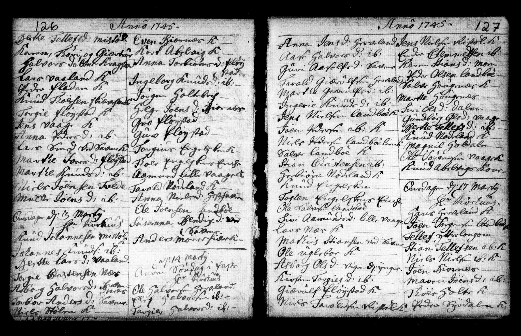 Holt sokneprestkontor, SAK/1111-0021/F/Fa/L0002: Parish register (official) no. A 2, 1739-1753, p. 126-127