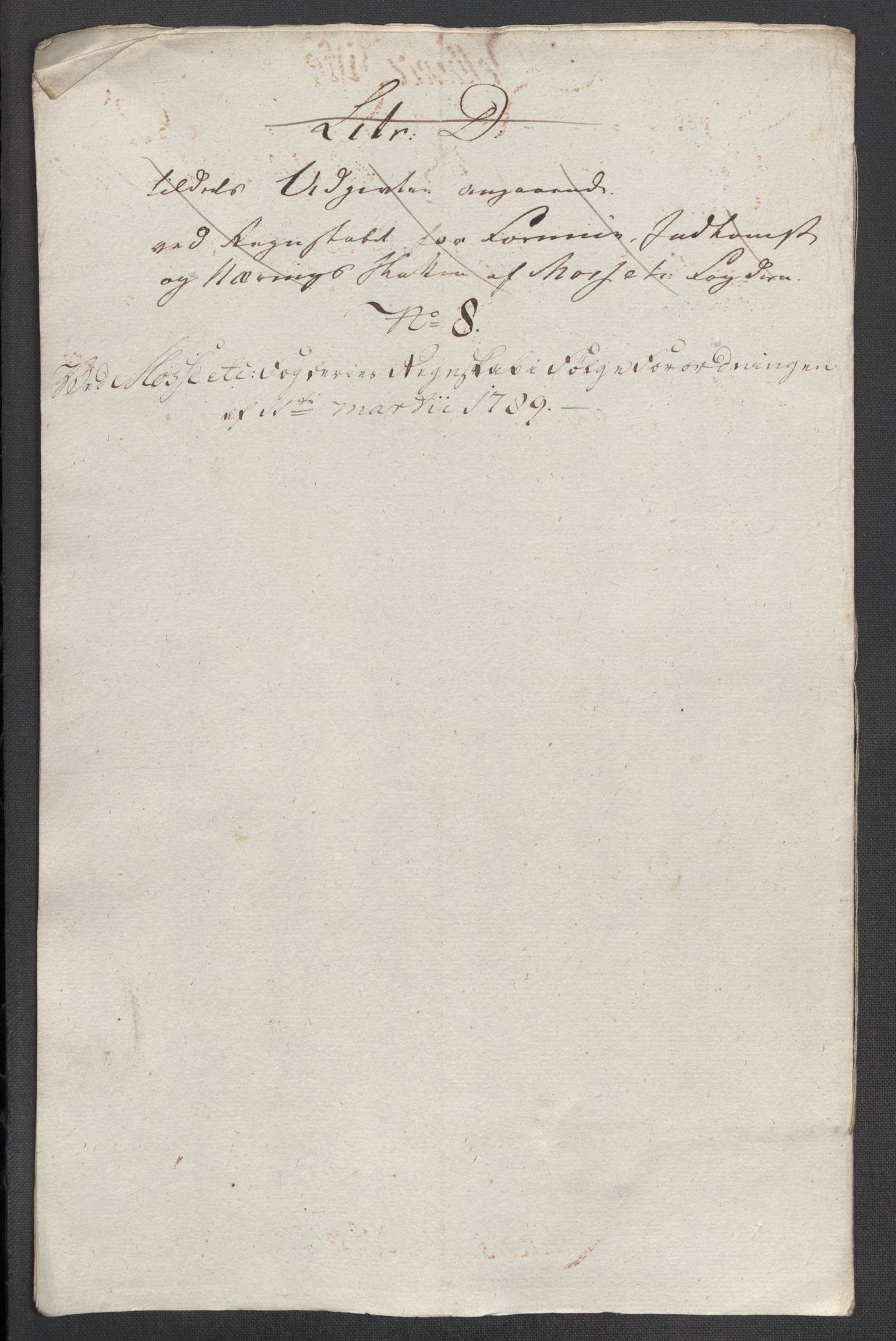 Rentekammeret inntil 1814, Reviderte regnskaper, Mindre regnskaper, AV/RA-EA-4068/Rf/Rfe/L0025: Moss, Onsøy, Tune og Veme fogderi. Namdal fogderi, 1789, p. 14
