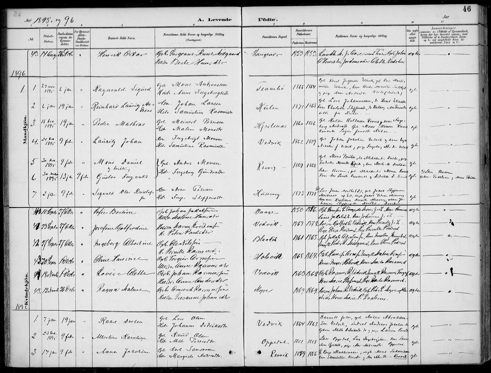 Selje sokneprestembete, AV/SAB-A-99938/H/Ha/Haa/Haac/L0002: Parish register (official) no. C  2, 1889-1904, p. 46