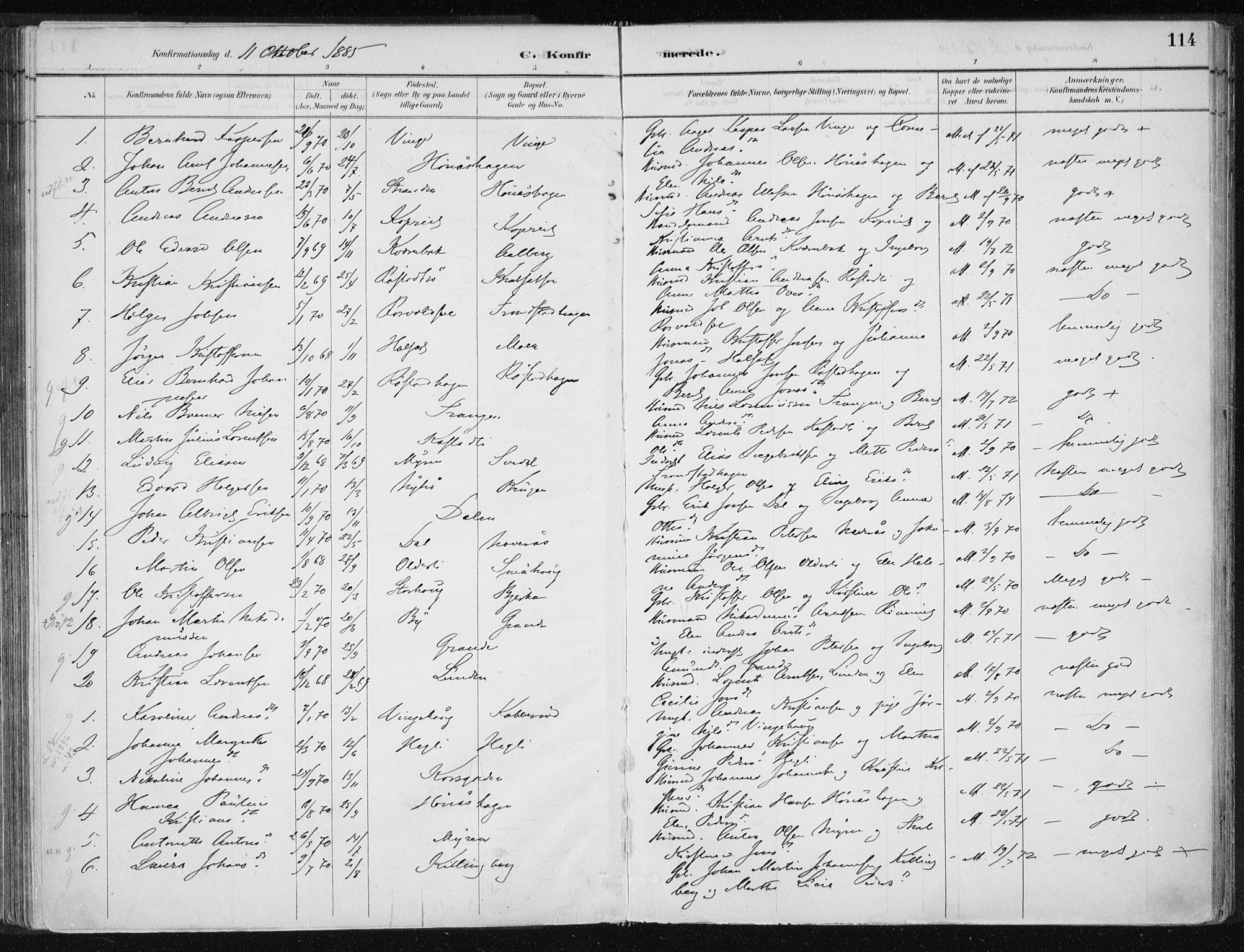 Ministerialprotokoller, klokkerbøker og fødselsregistre - Nord-Trøndelag, SAT/A-1458/701/L0010: Parish register (official) no. 701A10, 1883-1899, p. 114