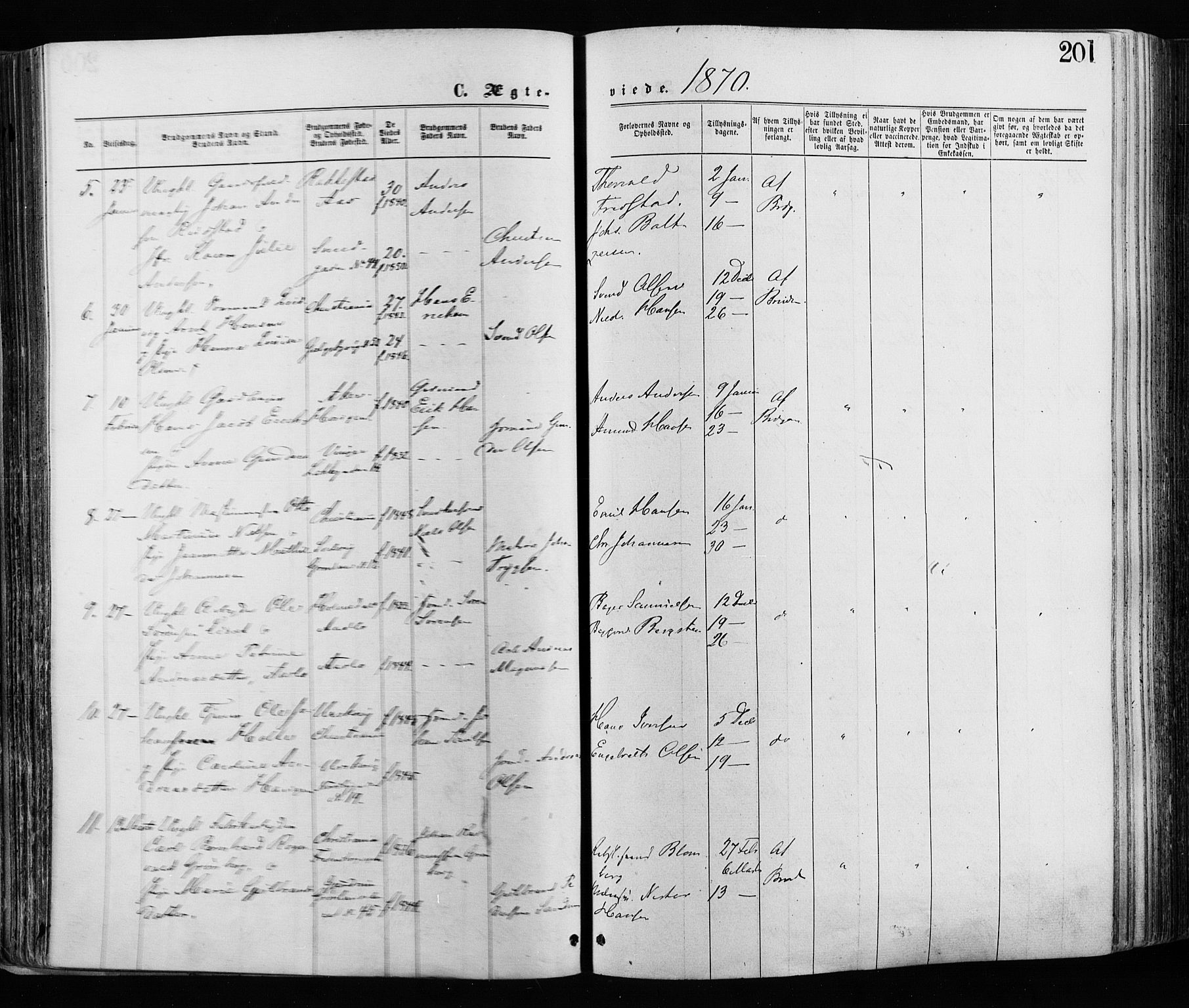 Grønland prestekontor Kirkebøker, AV/SAO-A-10848/F/Fa/L0005: Parish register (official) no. 5, 1869-1880, p. 201