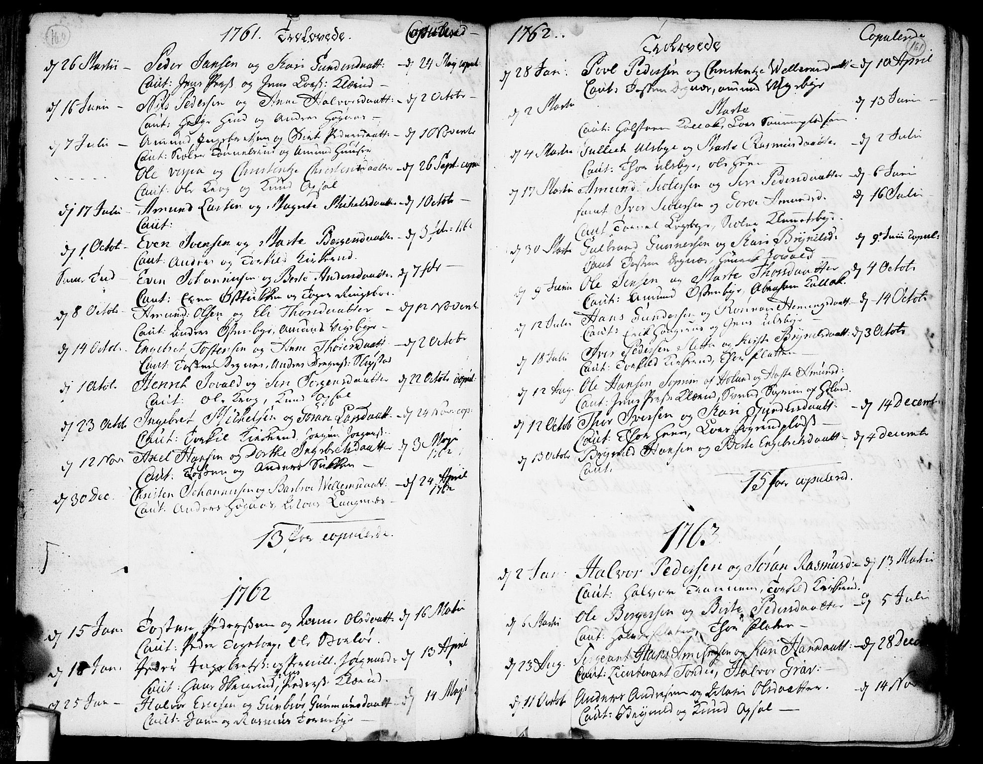 Rødenes prestekontor Kirkebøker, SAO/A-2005/F/Fa/L0002: Parish register (official) no. I 2, 1733-1776, p. 160-161
