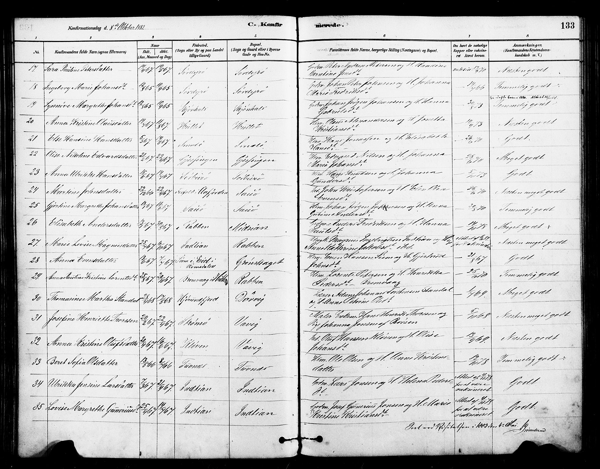 Ministerialprotokoller, klokkerbøker og fødselsregistre - Sør-Trøndelag, SAT/A-1456/640/L0578: Parish register (official) no. 640A03, 1879-1889, p. 133