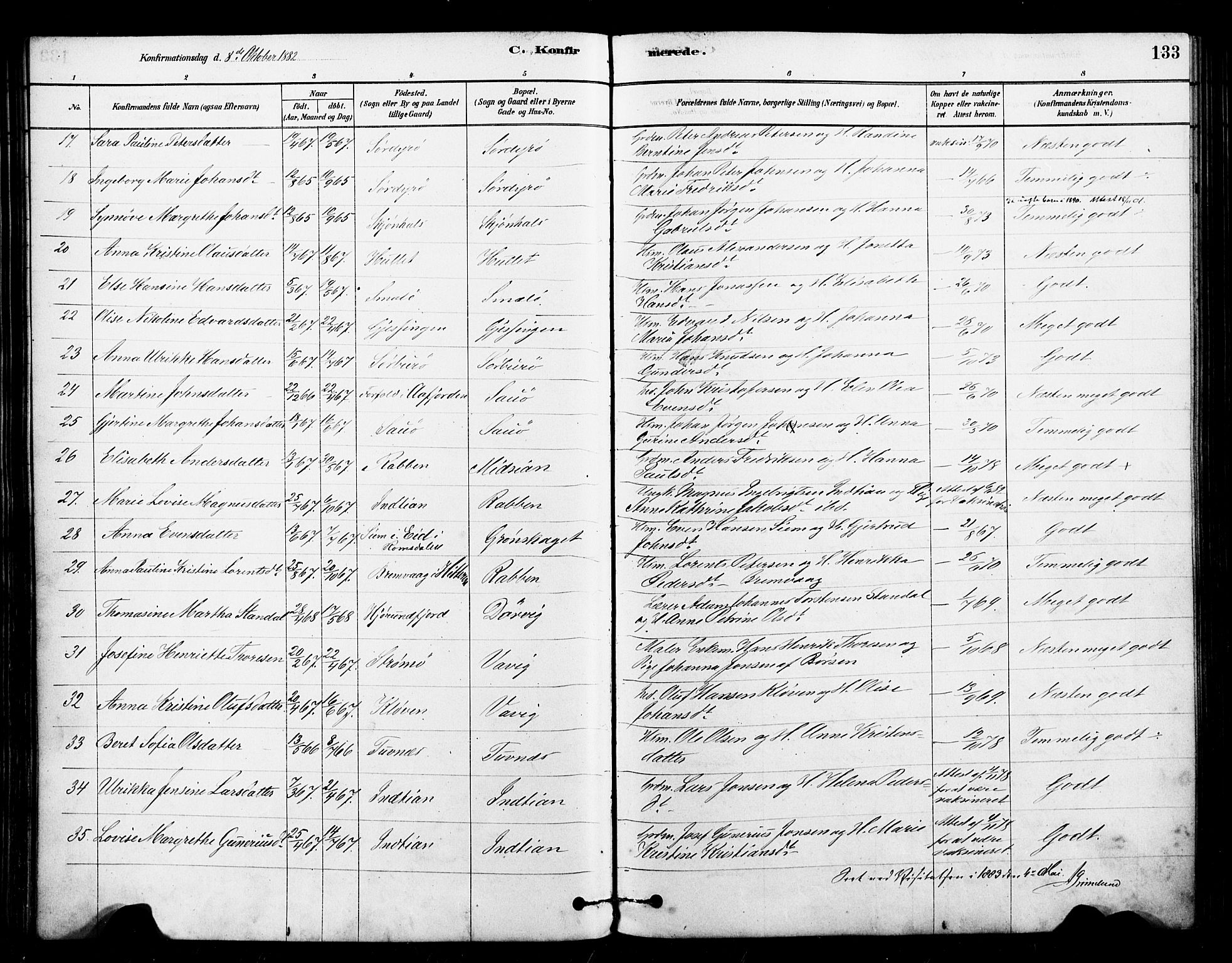 Ministerialprotokoller, klokkerbøker og fødselsregistre - Sør-Trøndelag, AV/SAT-A-1456/640/L0578: Parish register (official) no. 640A03, 1879-1889, p. 133