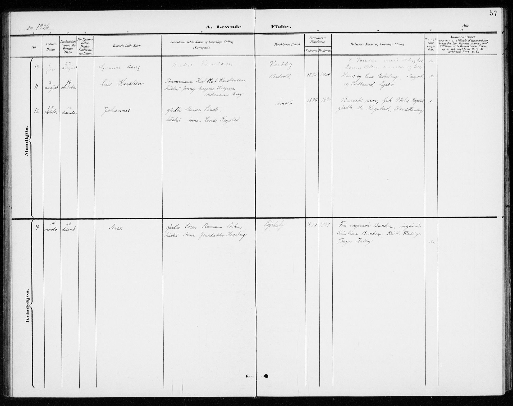 Gjerdrum prestekontor Kirkebøker, AV/SAO-A-10412b/G/Gb/L0001: Parish register (copy) no. II 1, 1901-1944, p. 57