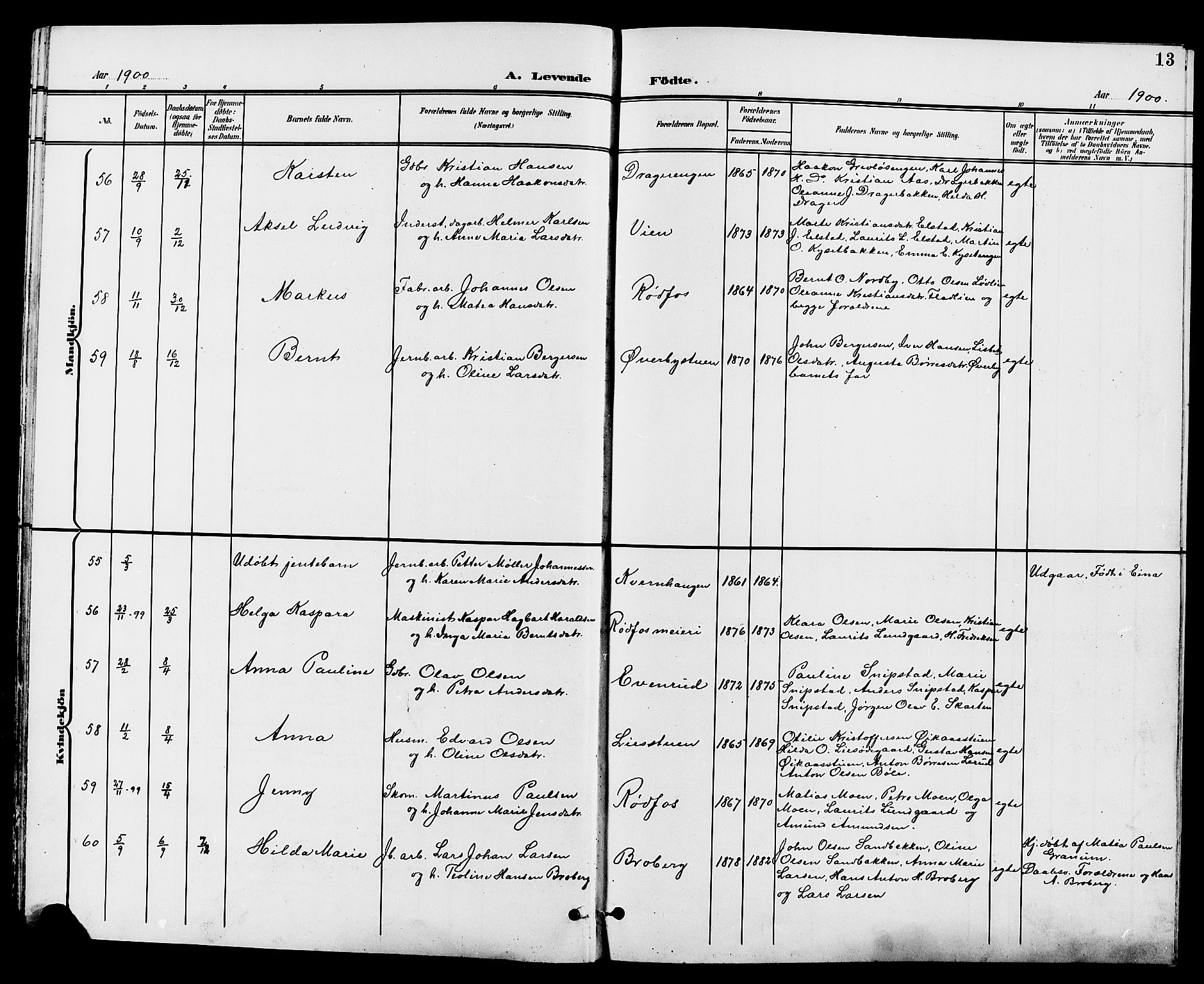 Vestre Toten prestekontor, AV/SAH-PREST-108/H/Ha/Hab/L0010: Parish register (copy) no. 10, 1900-1912, p. 13