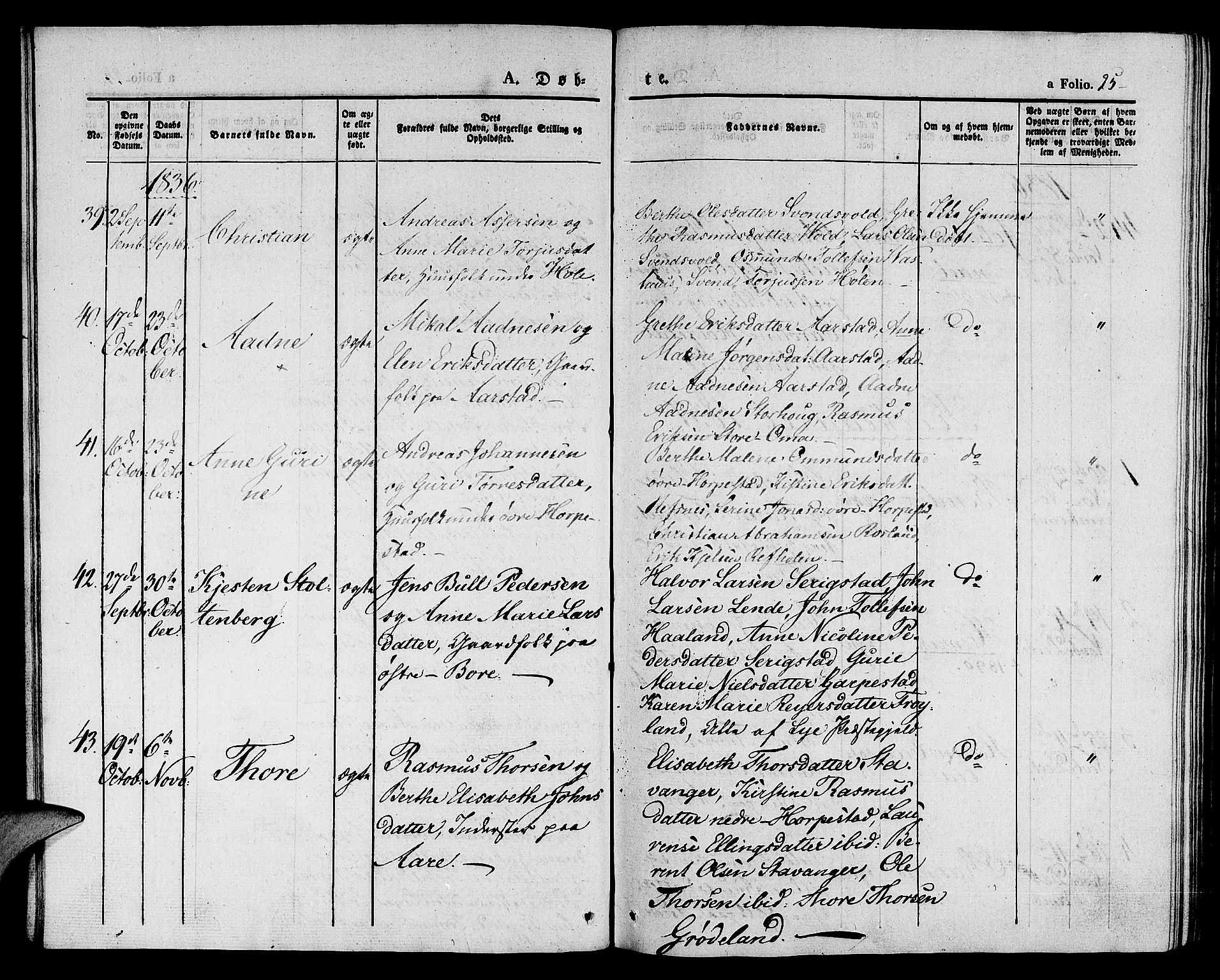 Klepp sokneprestkontor, SAST/A-101803/001/3/30BA/L0003: Parish register (official) no. A 3, 1833-1842, p. 25