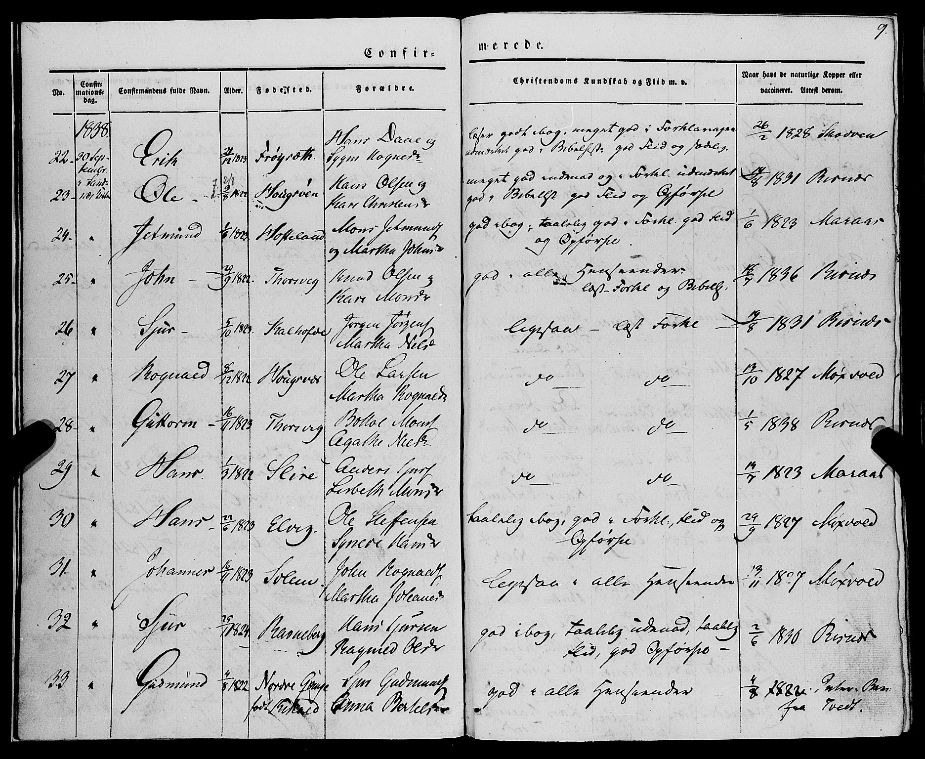 Lindås Sokneprestembete, AV/SAB-A-76701/H/Haa/Haaa/L0012: Parish register (official) no. A 12, 1836-1848, p. 9