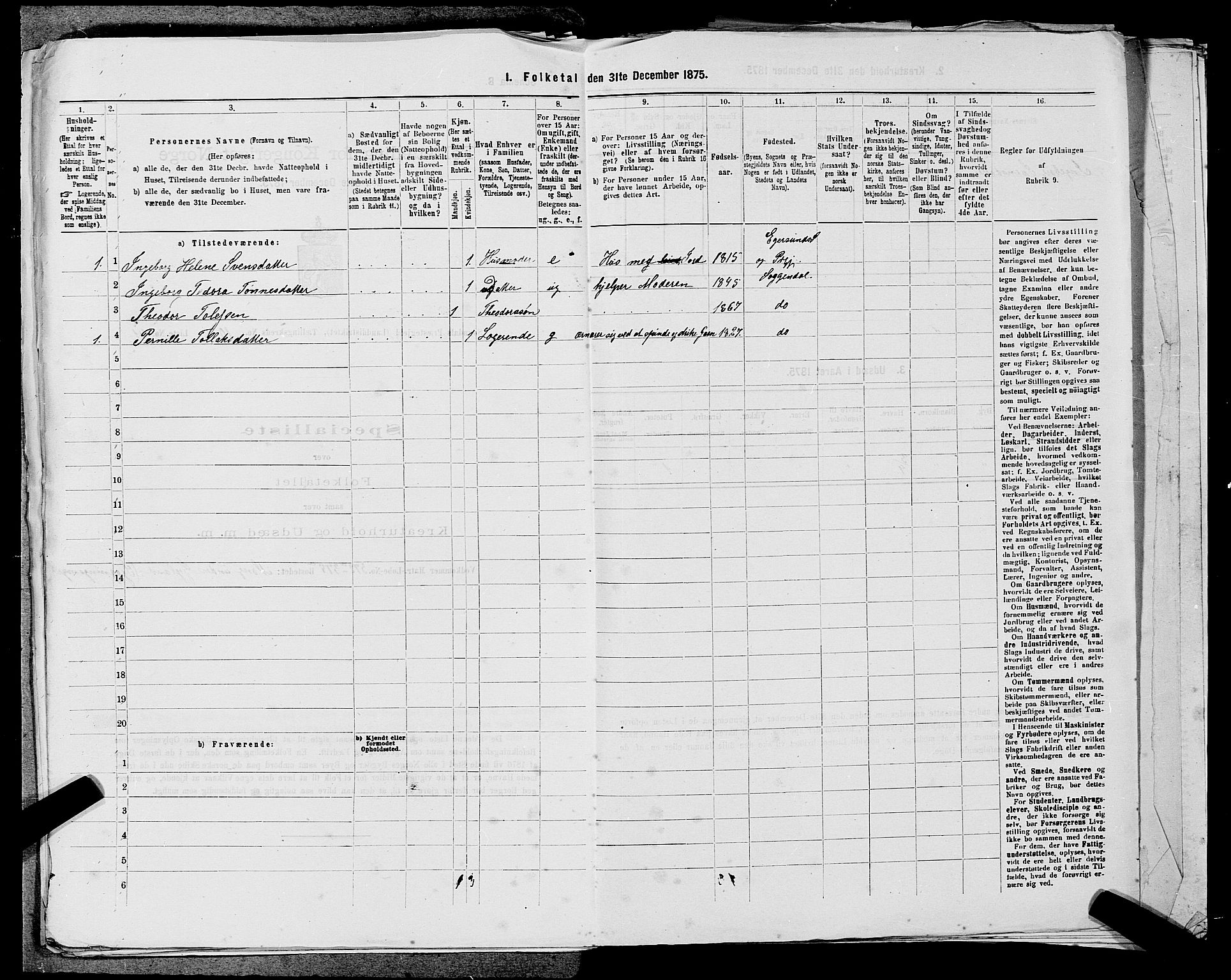 SAST, 1875 census for 1111L Sokndal/Sokndal, 1875, p. 1018