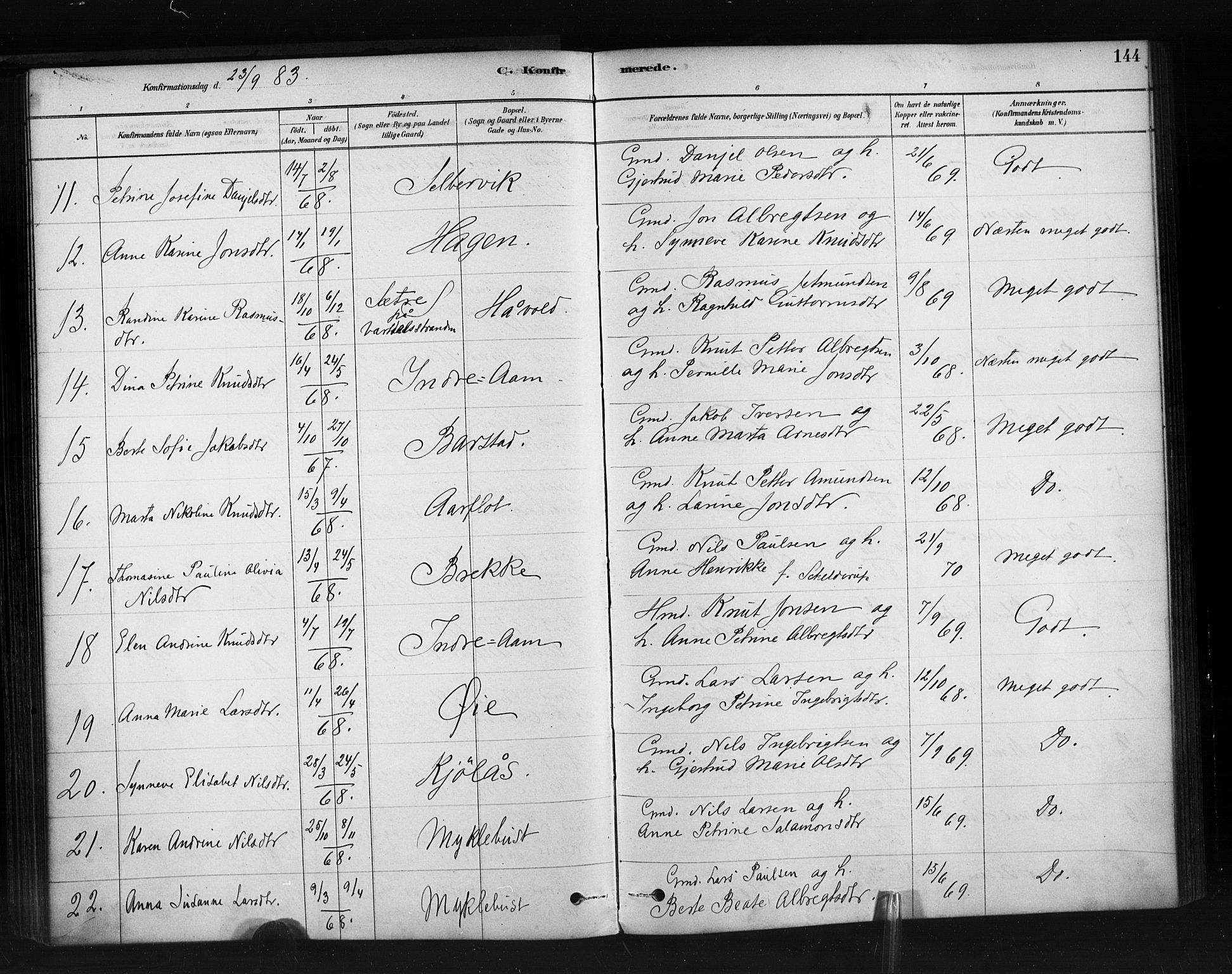 Ministerialprotokoller, klokkerbøker og fødselsregistre - Møre og Romsdal, AV/SAT-A-1454/513/L0176: Parish register (official) no. 513A03, 1877-1889, p. 144