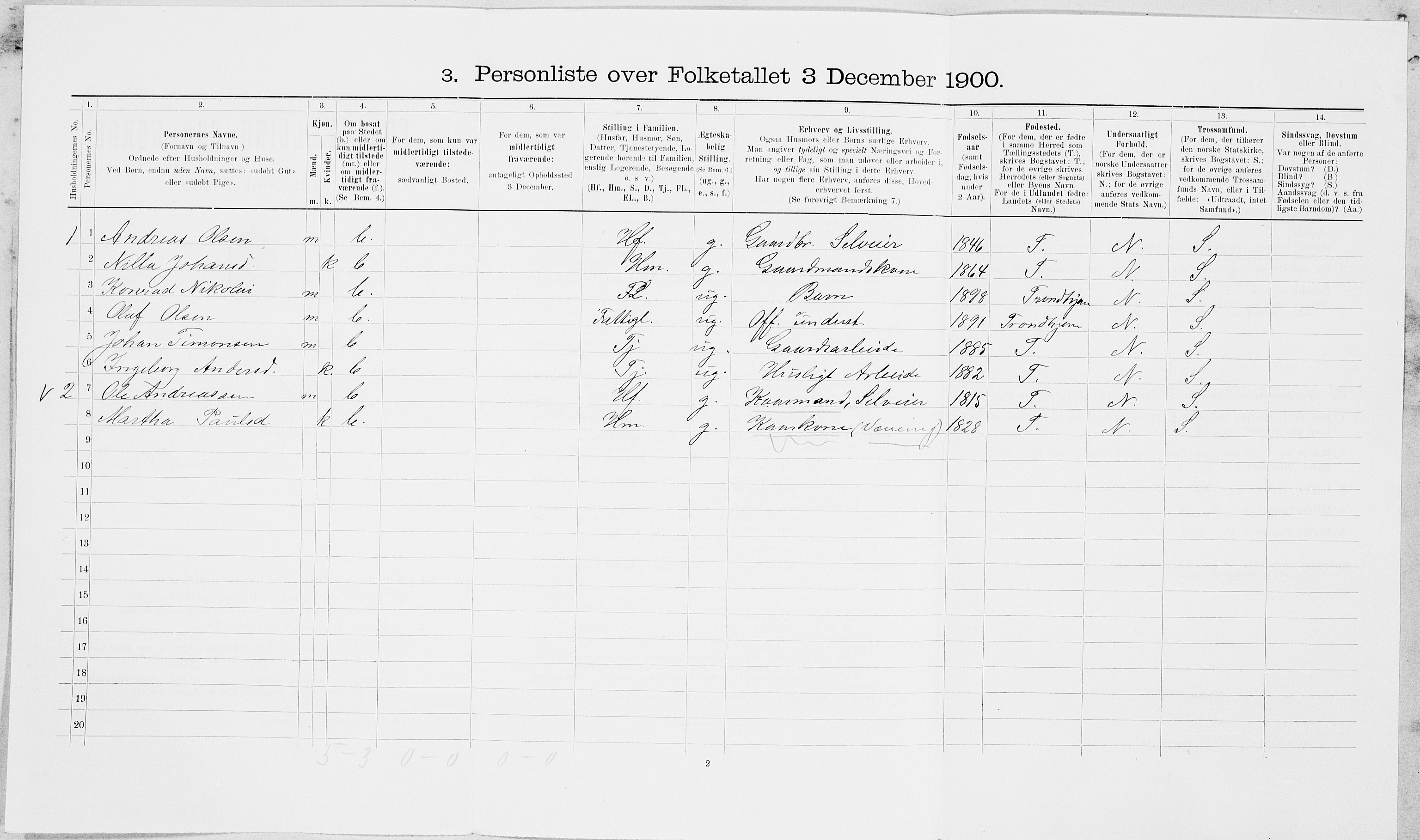 SAT, 1900 census for Leksvik, 1900, p. 607