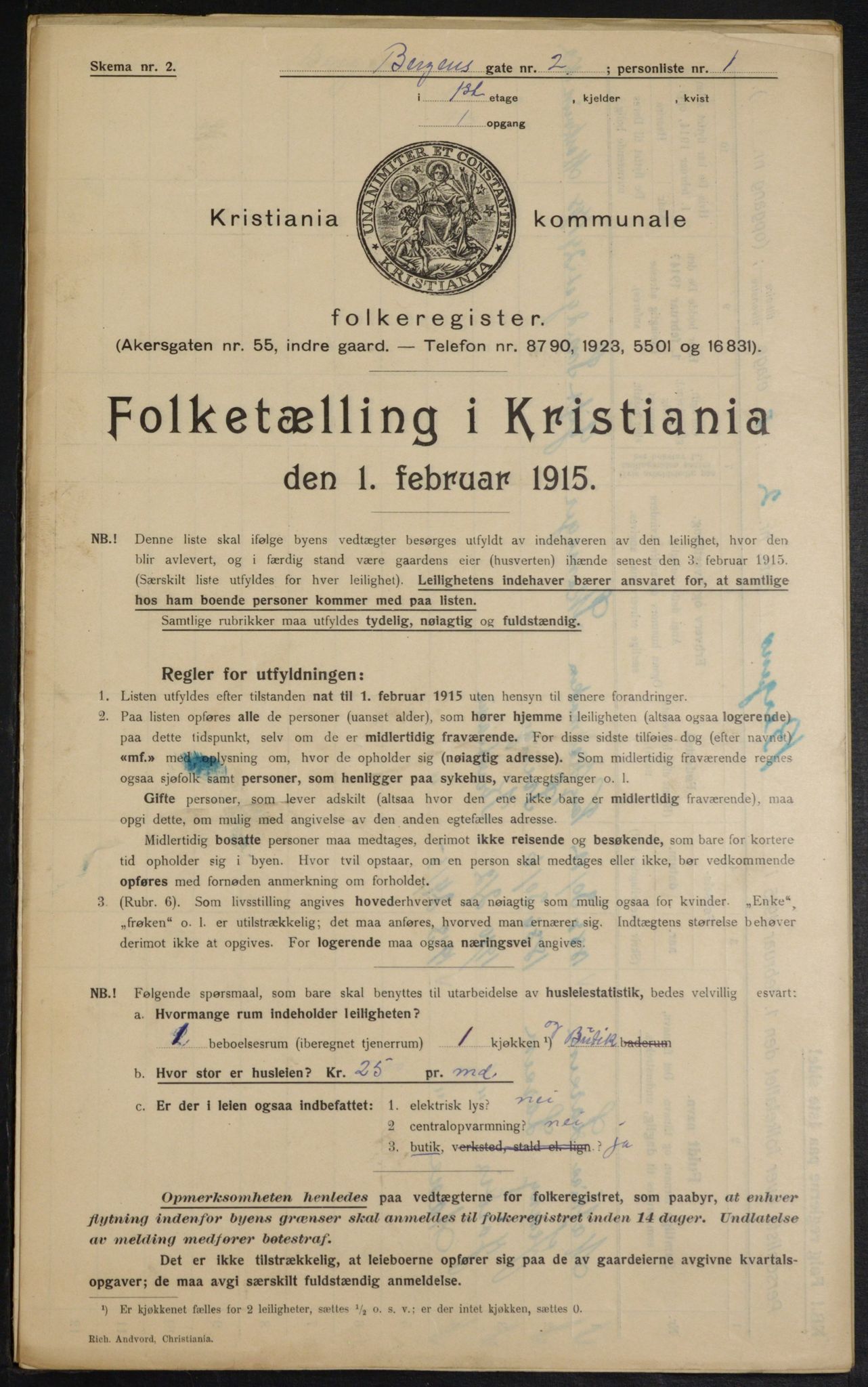 OBA, Municipal Census 1915 for Kristiania, 1915, p. 3776