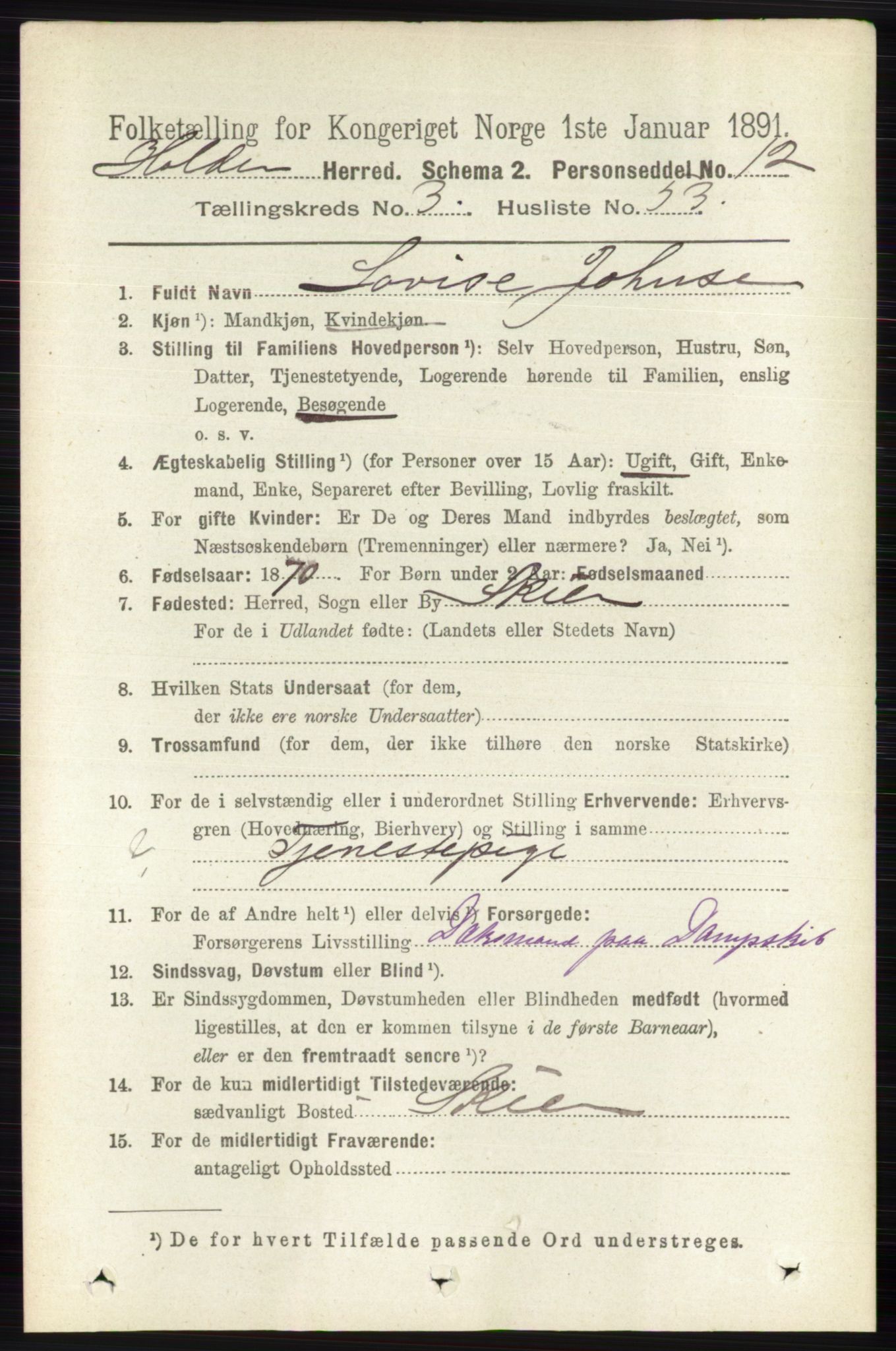 RA, 1891 census for 0819 Holla, 1891, p. 2004