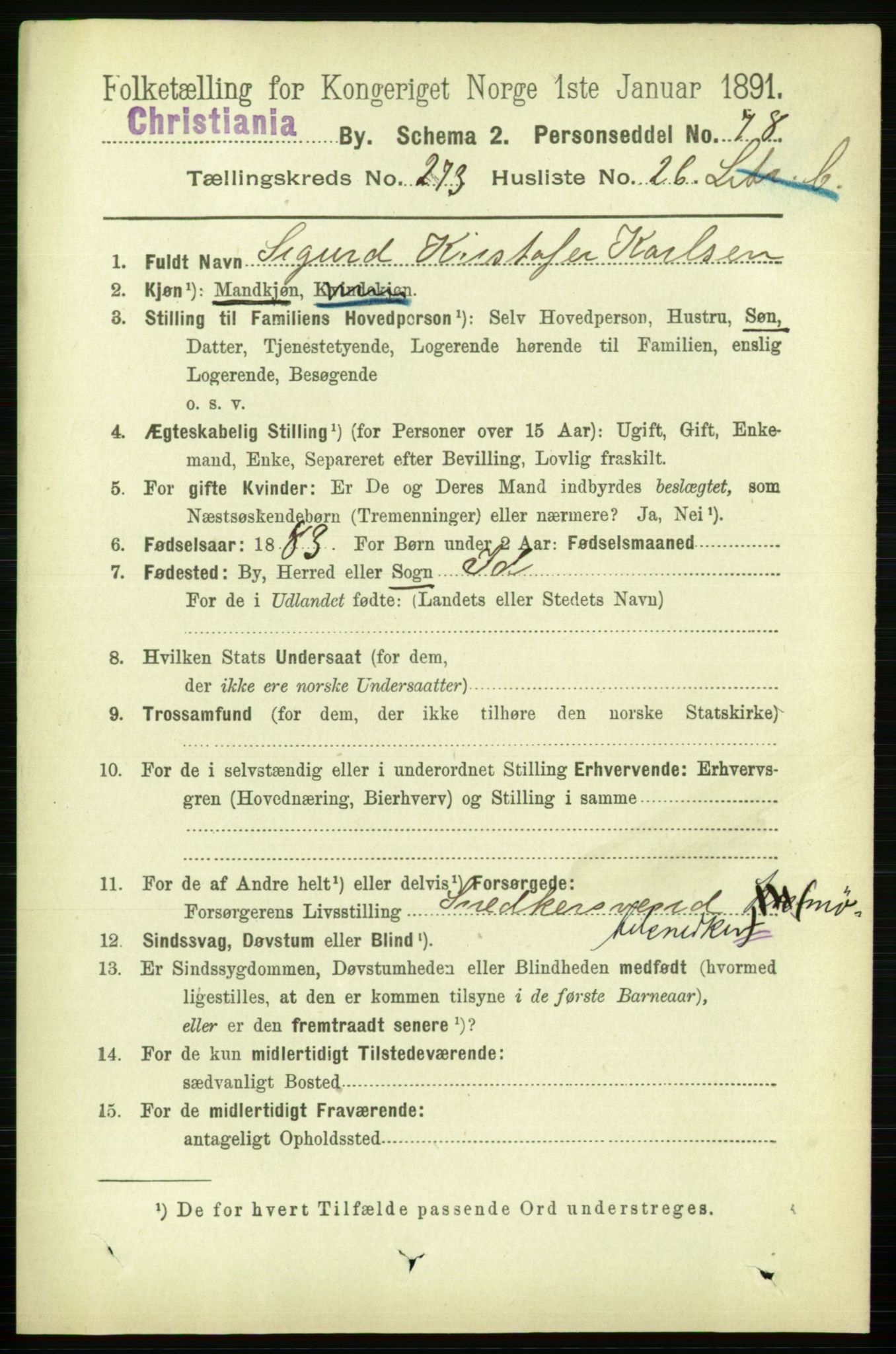 RA, 1891 census for 0301 Kristiania, 1891, p. 166344