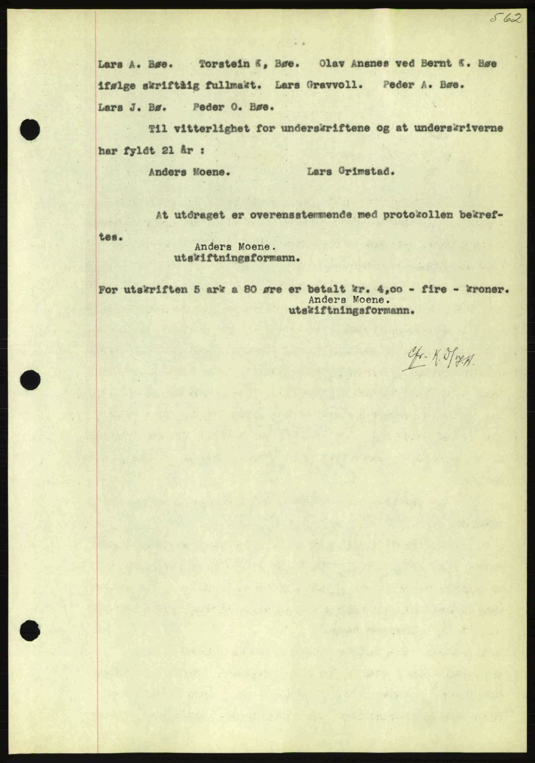 Nordmøre sorenskriveri, AV/SAT-A-4132/1/2/2Ca: Mortgage book no. A81, 1937-1937, Diary no: : 1049/1937