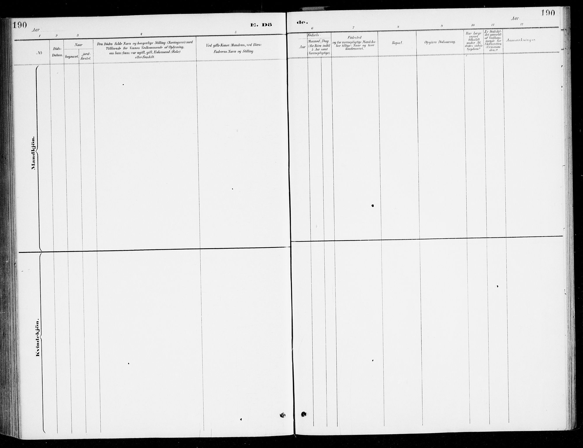Haus sokneprestembete, SAB/A-75601/H/Haa/Haad/L0001: Parish register (official) no. D 1, 1887-1898, p. 190