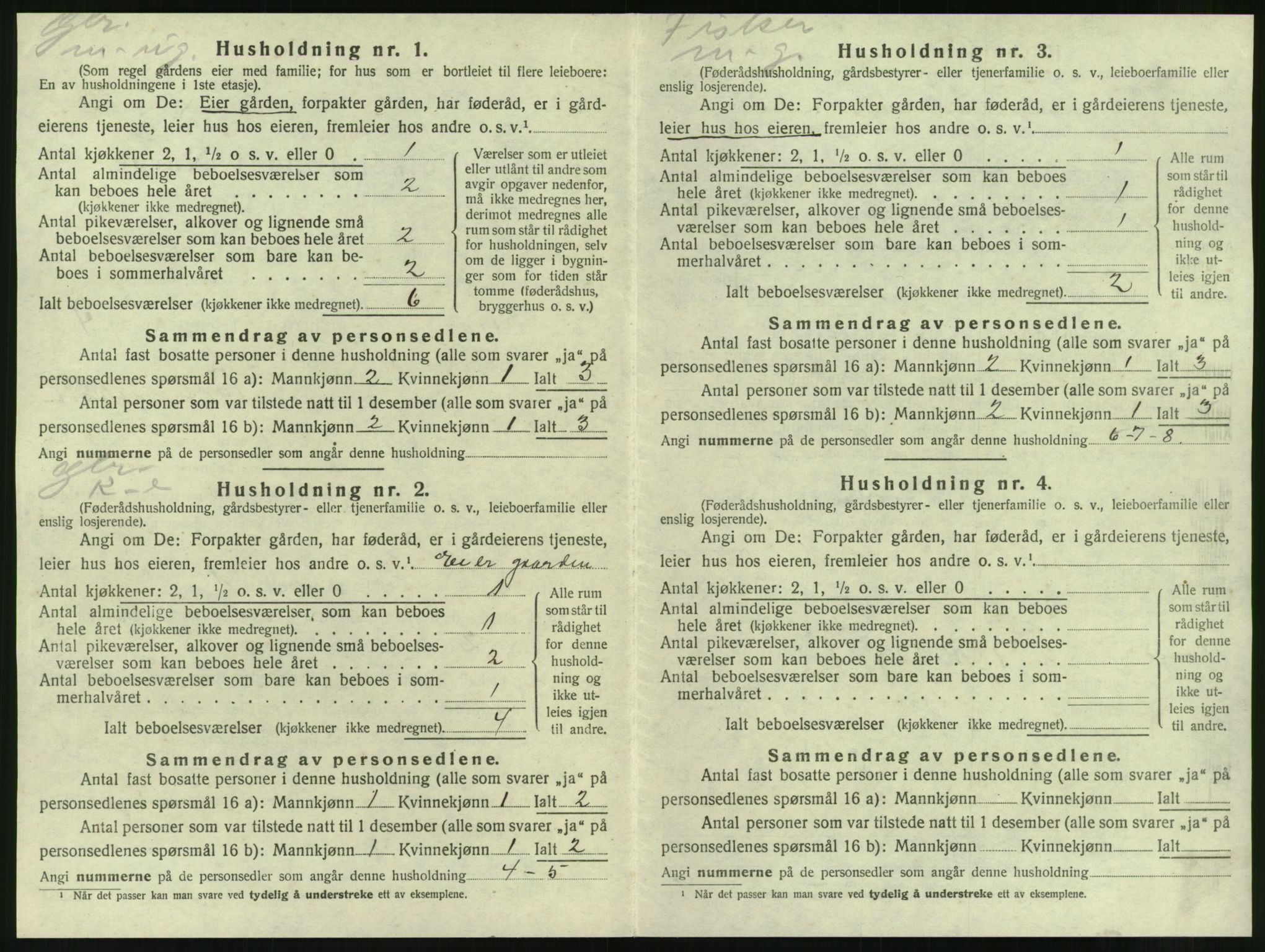 SAT, 1920 census for Nesna, 1920, p. 380