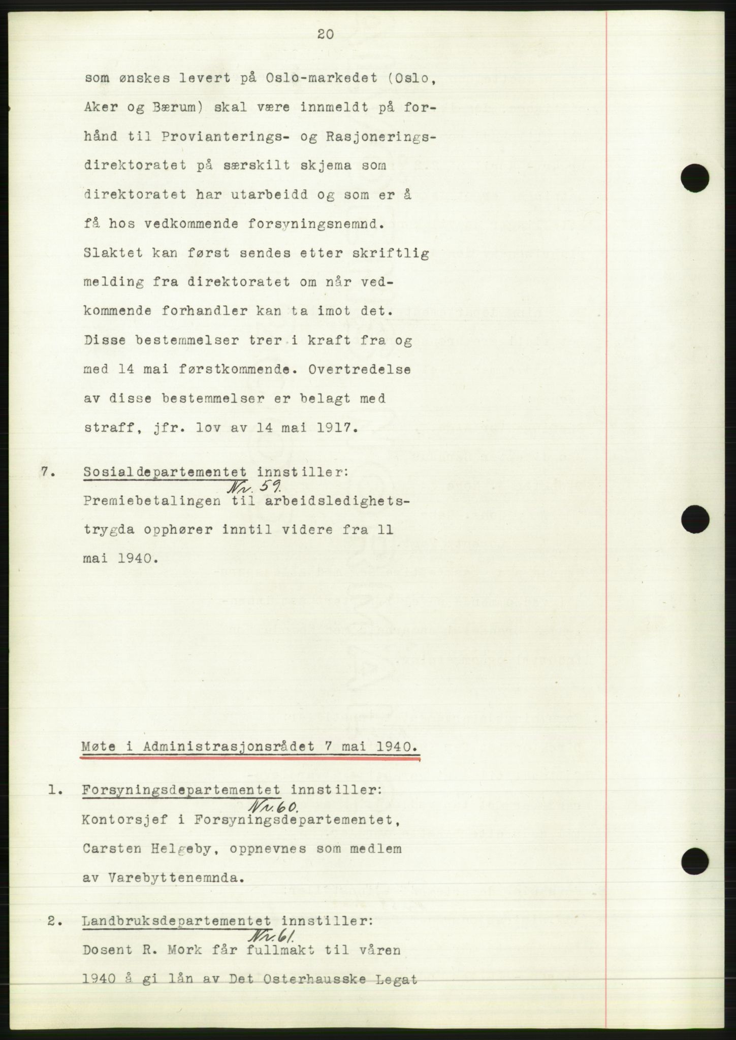 Administrasjonsrådet, AV/RA-S-1004/A/L0002: Vedtaksprotokoll 16/4-25/9, 1940, p. 24