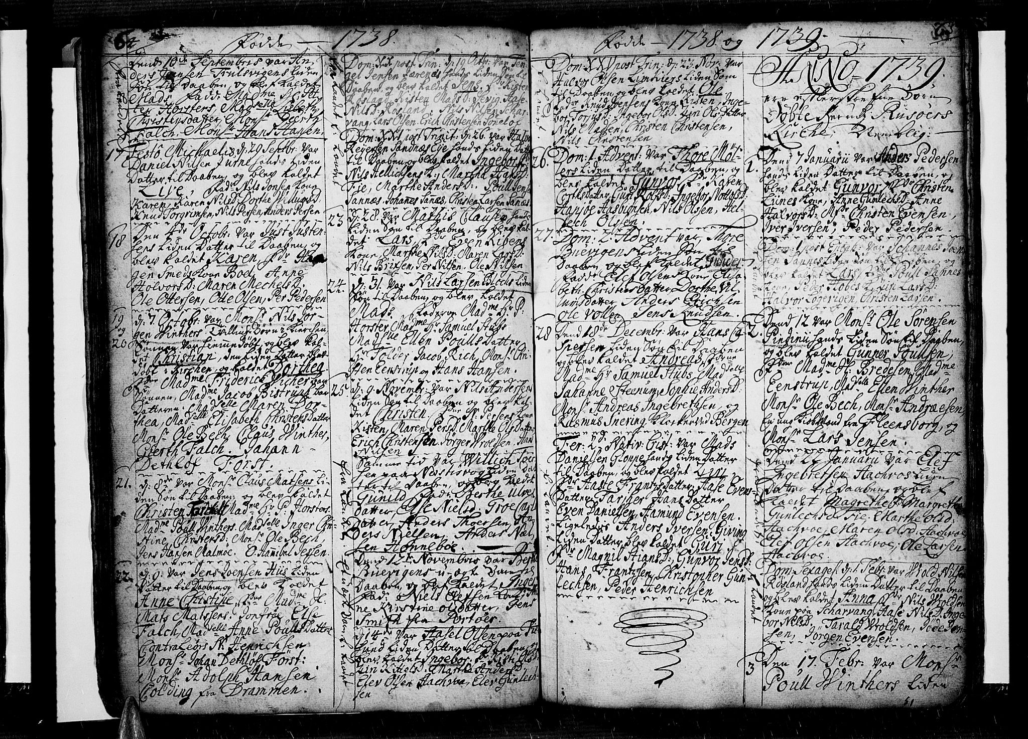 Risør sokneprestkontor, SAK/1111-0035/F/Fb/L0001: Parish register (copy) no. B 1, 1716-1747, p. 64-65