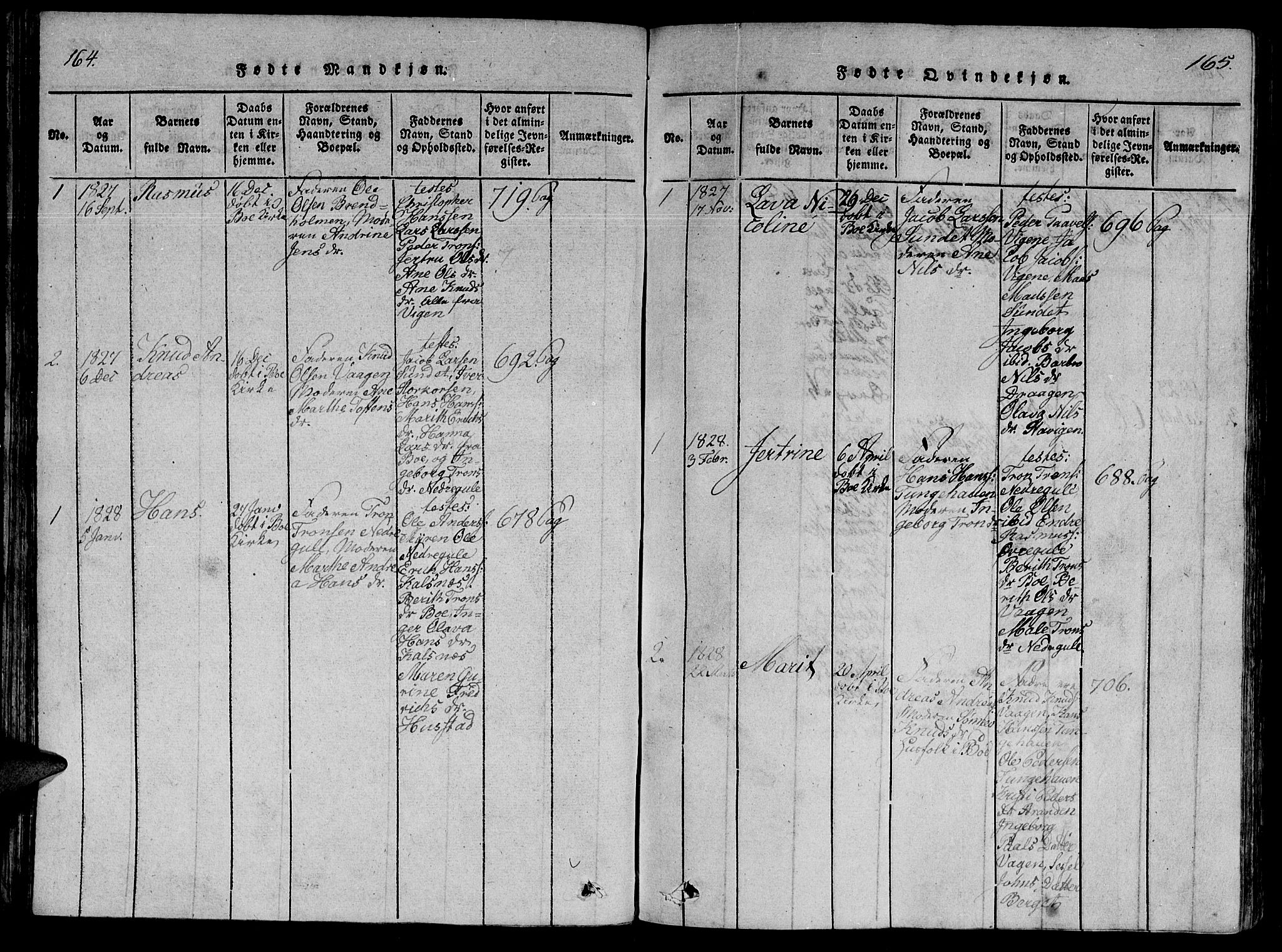 Ministerialprotokoller, klokkerbøker og fødselsregistre - Møre og Romsdal, AV/SAT-A-1454/566/L0763: Parish register (official) no. 566A03 /1, 1817-1829, p. 164-165