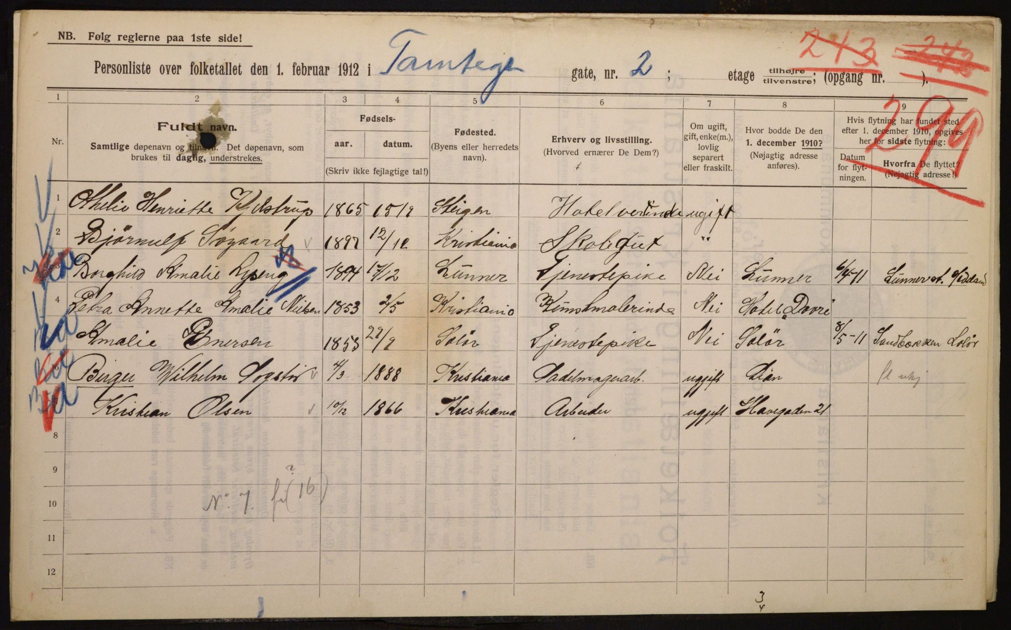 OBA, Municipal Census 1912 for Kristiania, 1912, p. 113419