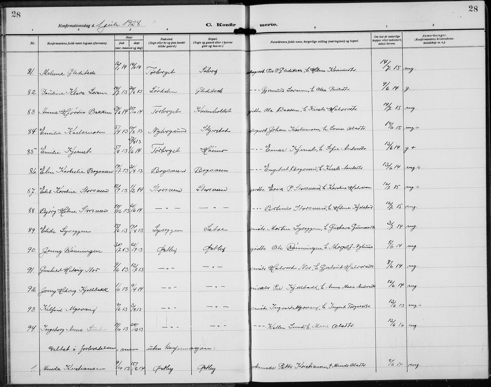 Trysil prestekontor, AV/SAH-PREST-046/H/Ha/Hab/L0010: Parish register (copy) no. 10, 1917-1937, p. 28