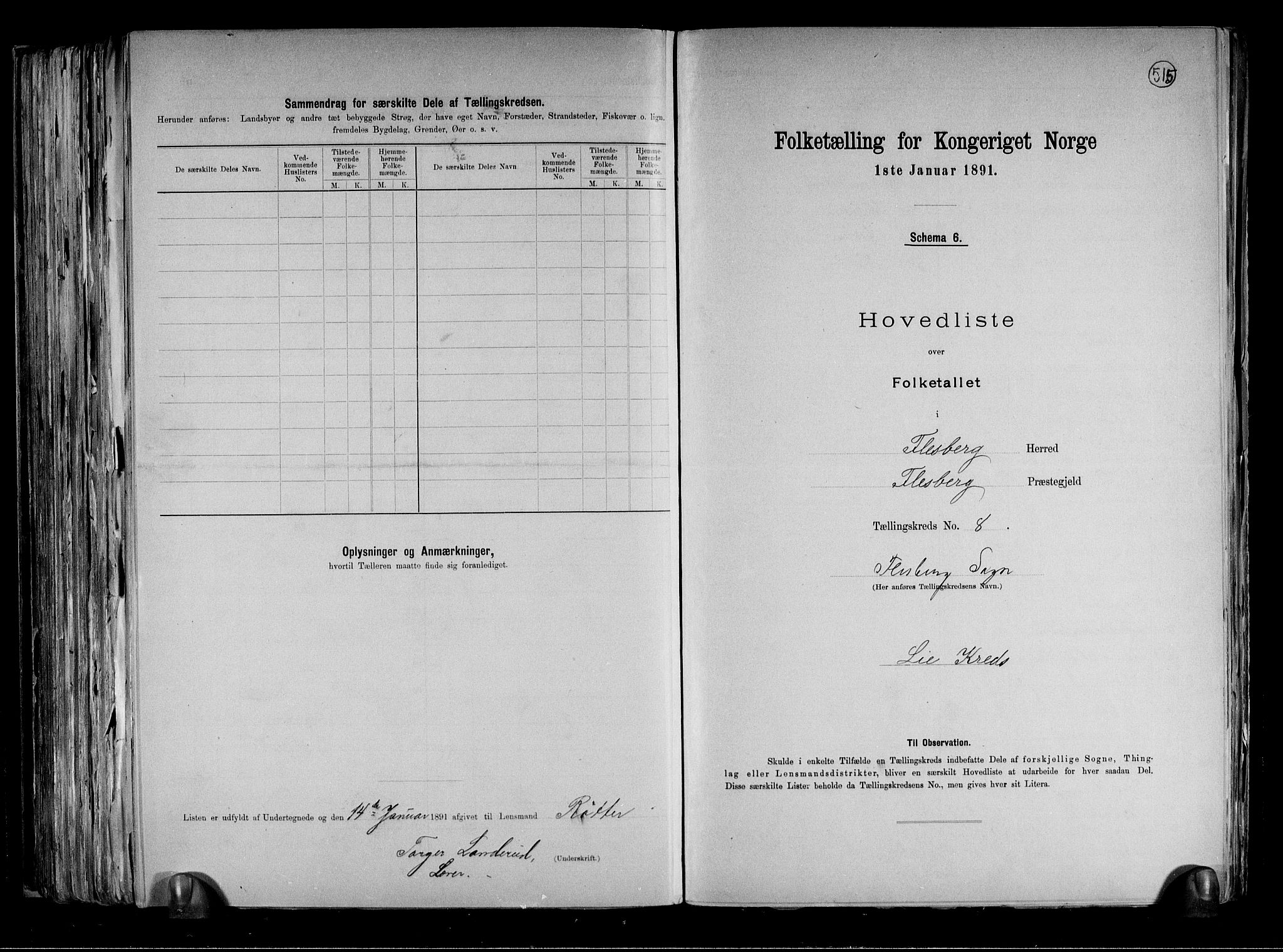 RA, 1891 census for 0631 Flesberg, 1891, p. 20