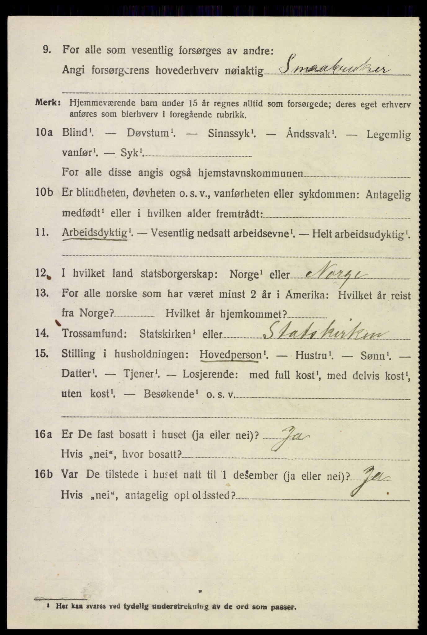 SAH, 1920 census for Tolga, 1920, p. 3202