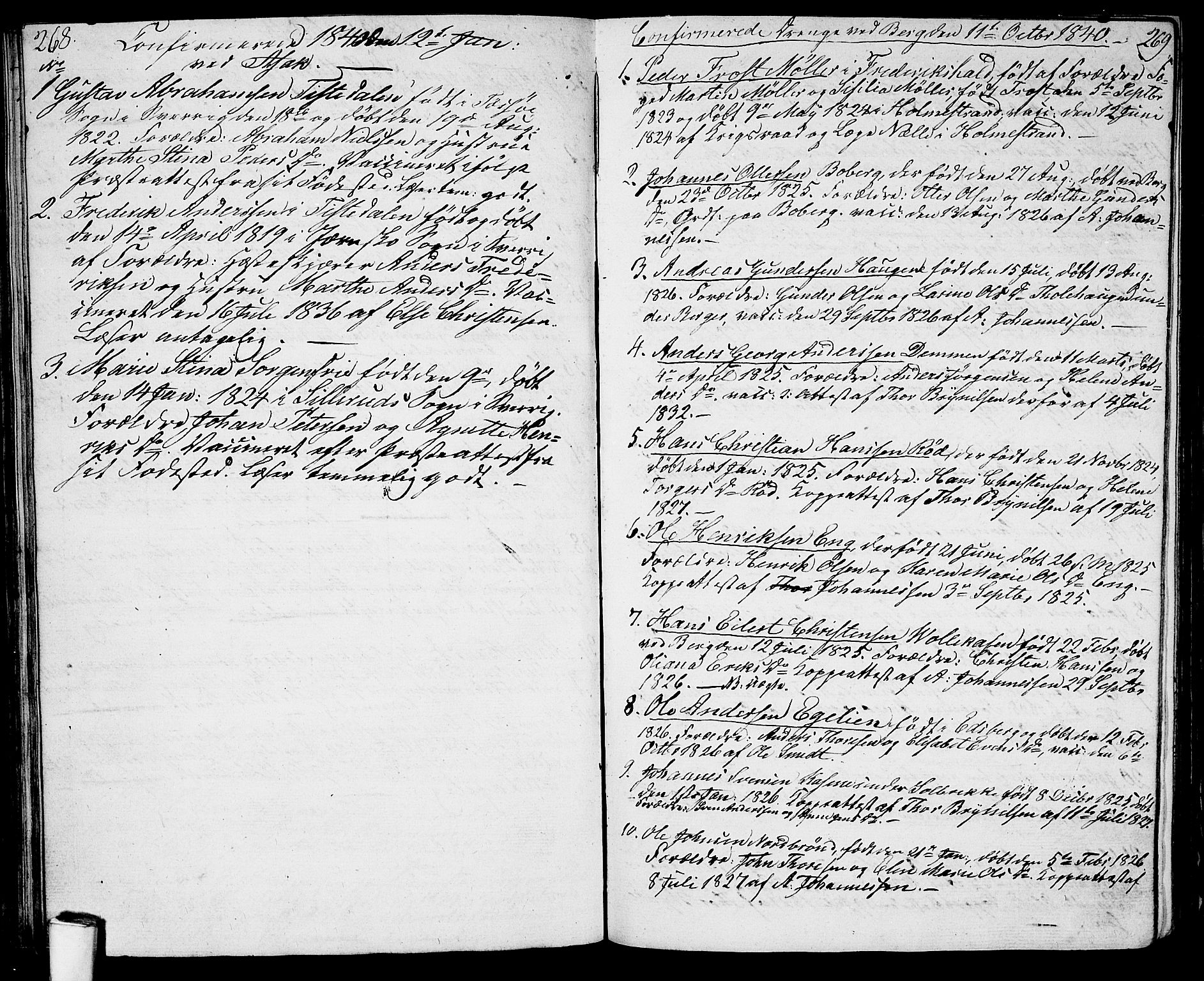 Berg prestekontor Kirkebøker, SAO/A-10902/G/Ga/L0002: Parish register (copy) no. I 2, 1832-1844, p. 268-269