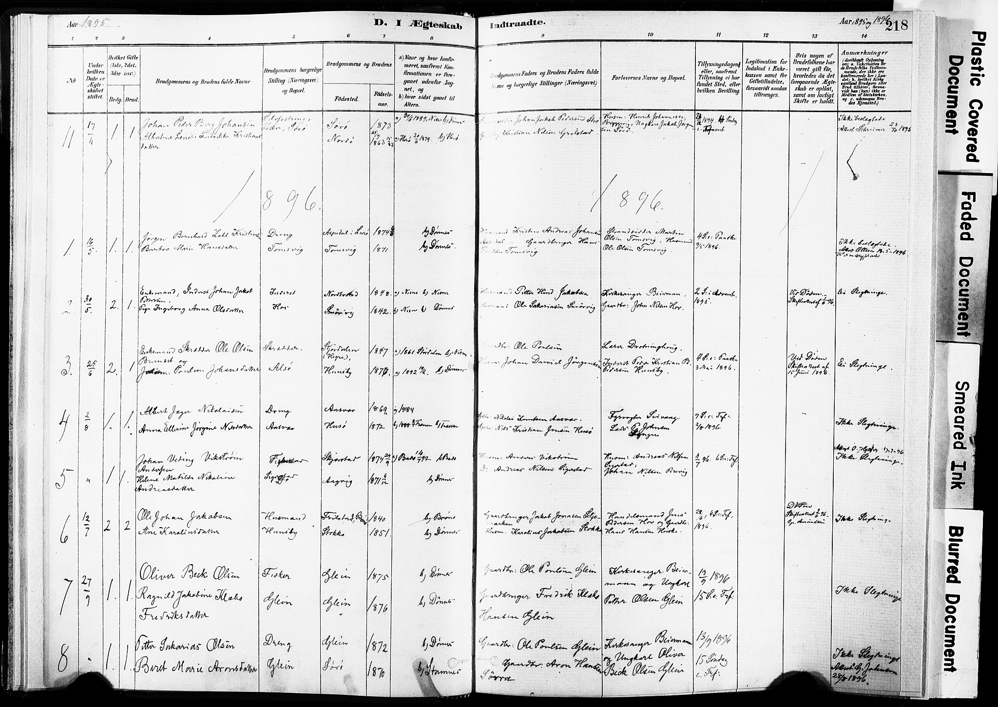 Ministerialprotokoller, klokkerbøker og fødselsregistre - Nordland, AV/SAT-A-1459/835/L0526: Parish register (official) no. 835A03II, 1881-1910, p. 218