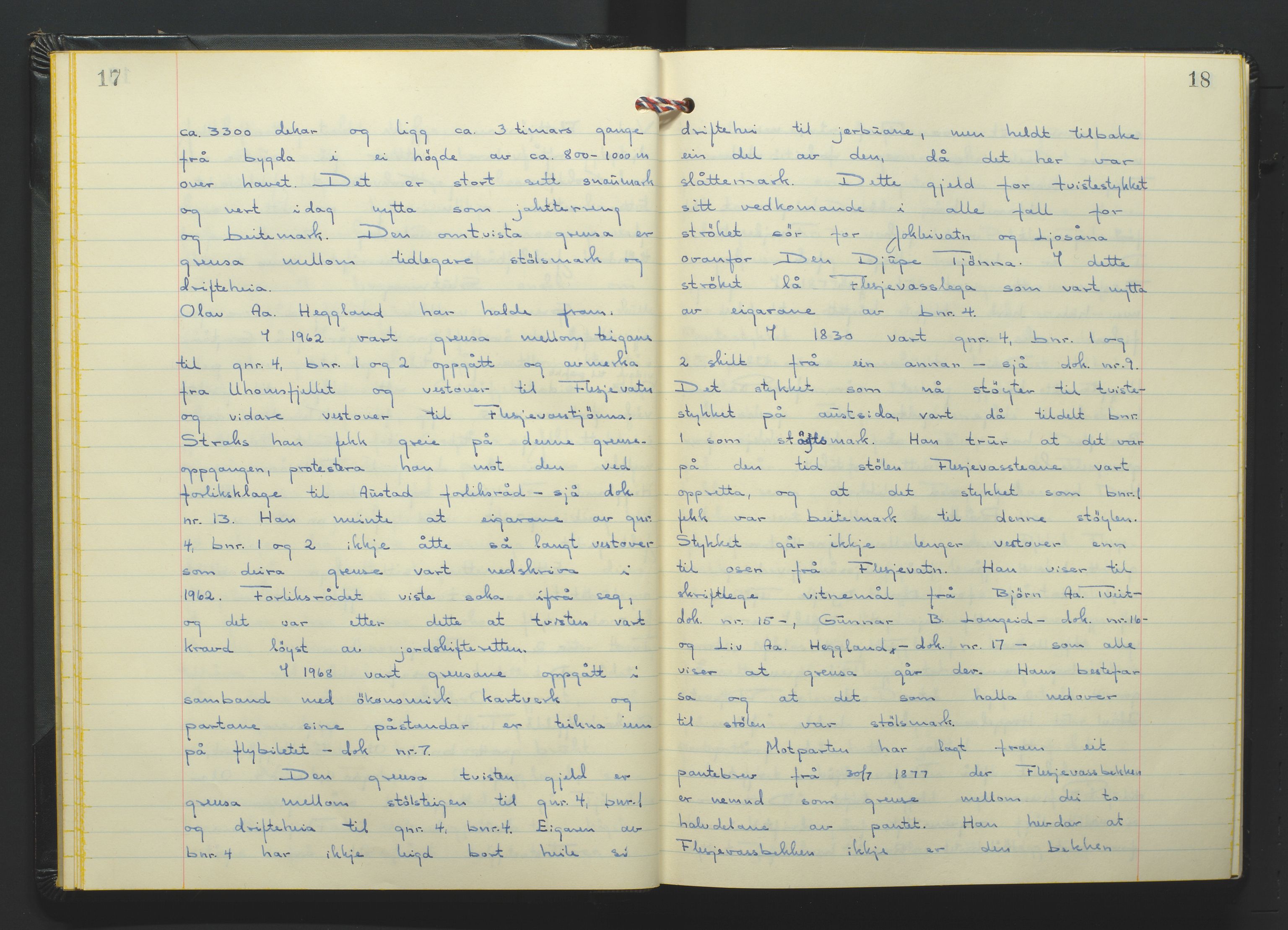 Setesdal jordskifterett, AV/SAK-1541-0008/F/Fa/Faa/L0012: Jordskifteprotokoll med gårdsregister, Setesdal domssokn nr 27 (II), 1970-1971
