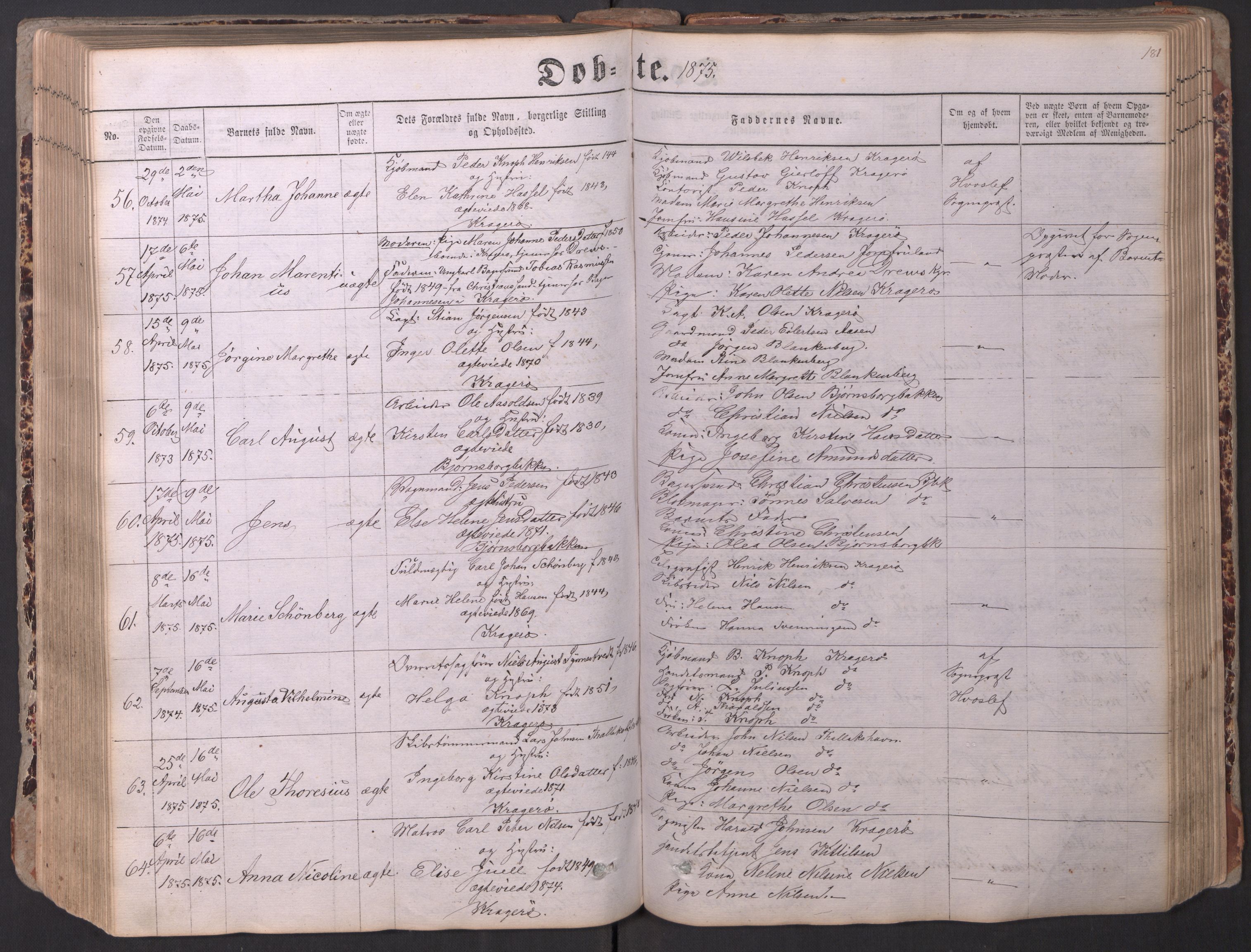 Kragerø kirkebøker, SAKO/A-278/G/Ga/L0005: Parish register (copy) no. 5, 1865-1881