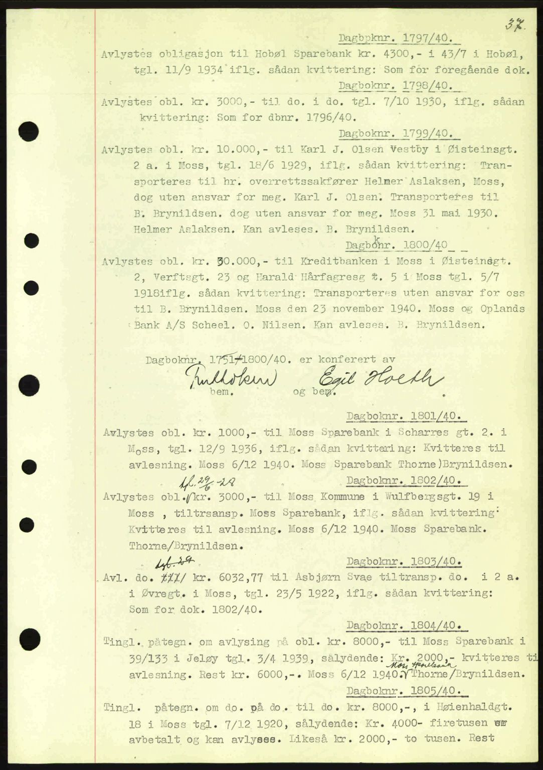 Moss sorenskriveri, SAO/A-10168: Mortgage book no. B10, 1940-1941, Diary no: : 1797/1940