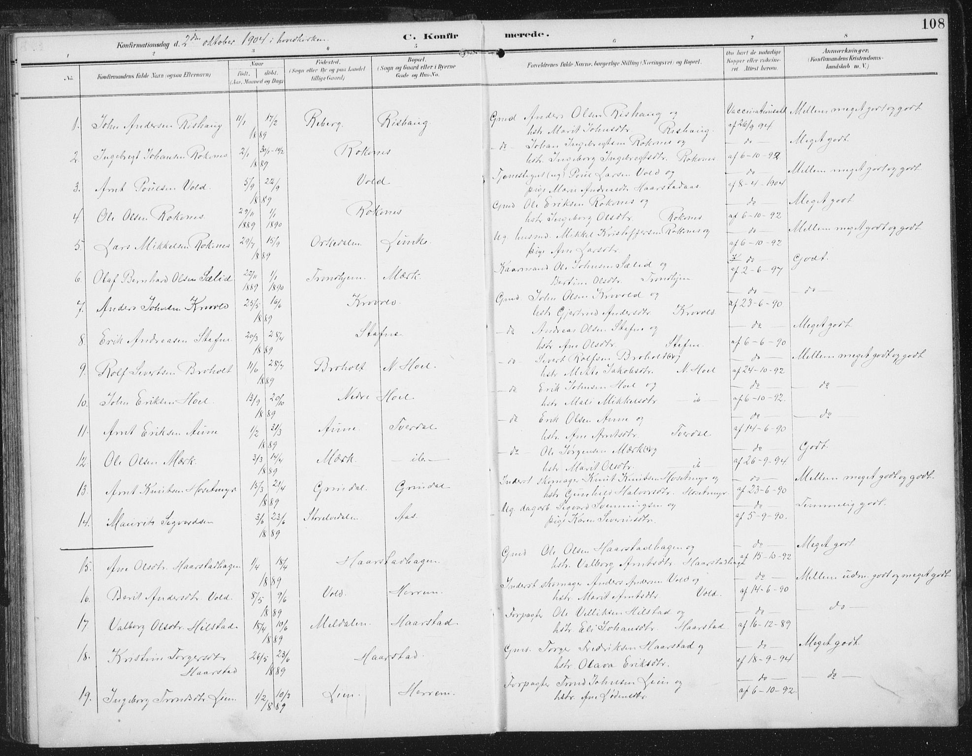 Ministerialprotokoller, klokkerbøker og fødselsregistre - Sør-Trøndelag, SAT/A-1456/674/L0872: Parish register (official) no. 674A04, 1897-1907, p. 108