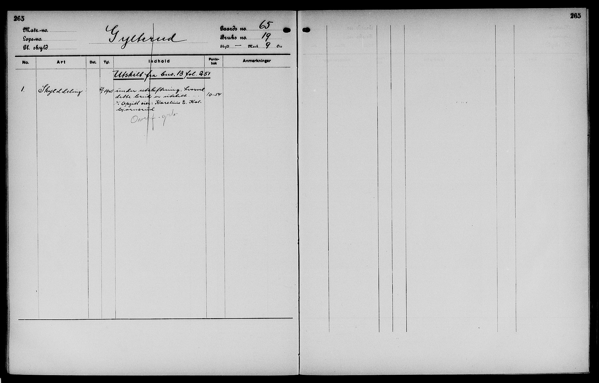 Vinger og Odal sorenskriveri, SAH/TING-022/H/Ha/Hac/Hacc/L0010: Mortgage register no. 3.10, 1923, p. 265